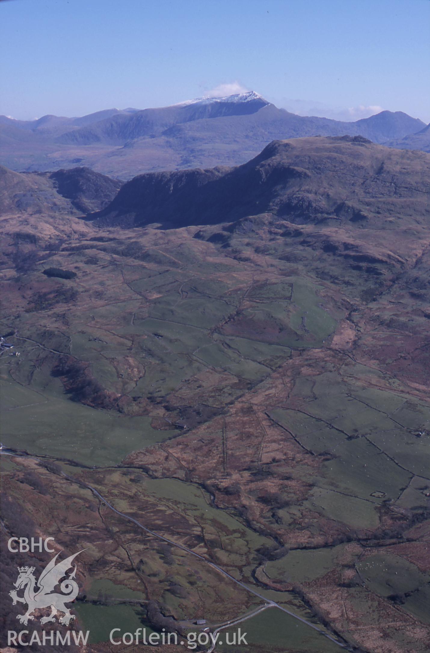 RCAHMW colour slide oblique aerial photograph of Snowden Summit Railway Terminus, Betws Garmon, taken by T.G.Driver on the 30/03/2000