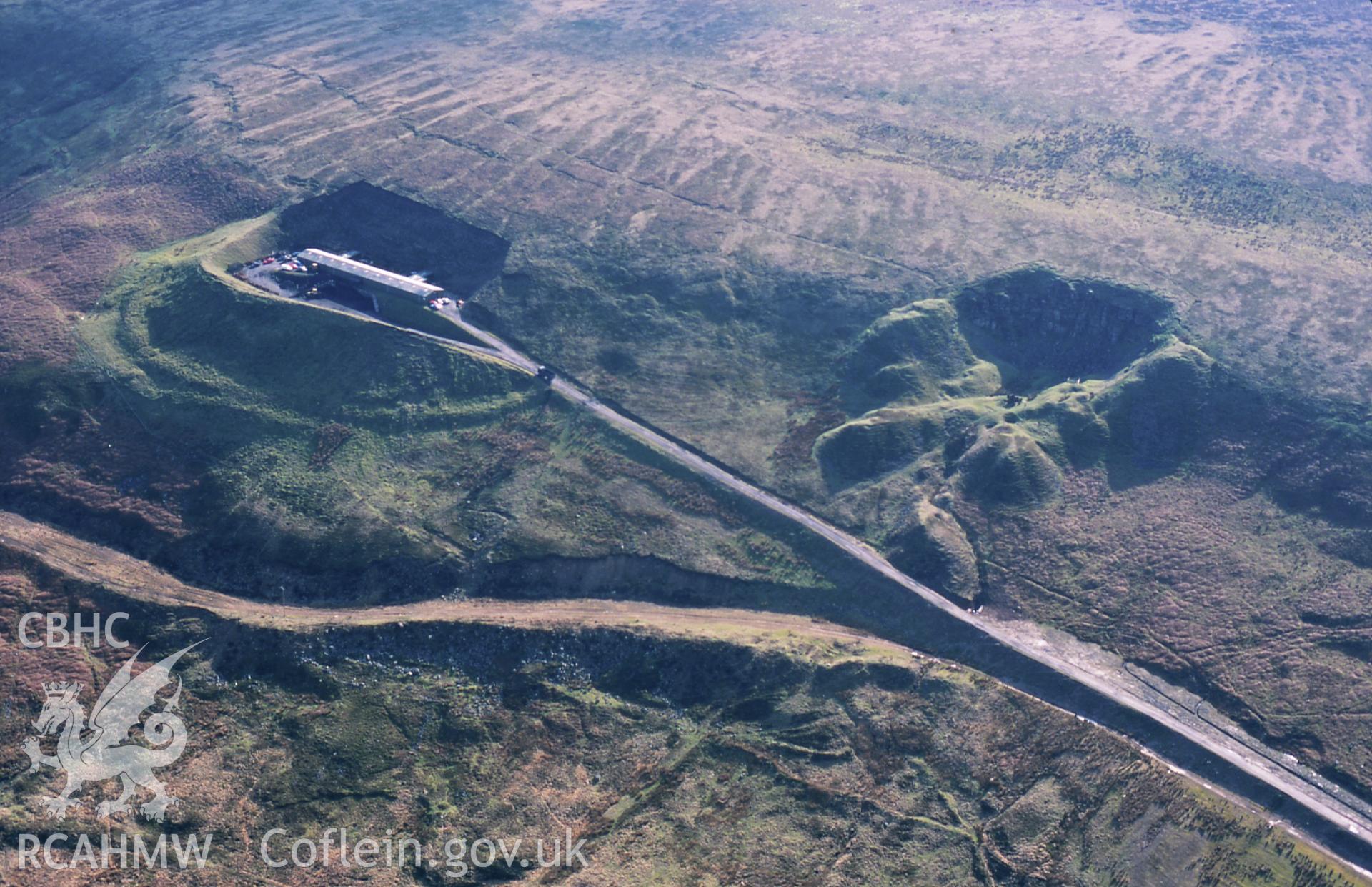 RCAHMW colour slide oblique aerial photograph of Coity Sandstone Quarry and Incline, Blaenavon, taken on 15/03/1999 by Toby Driver