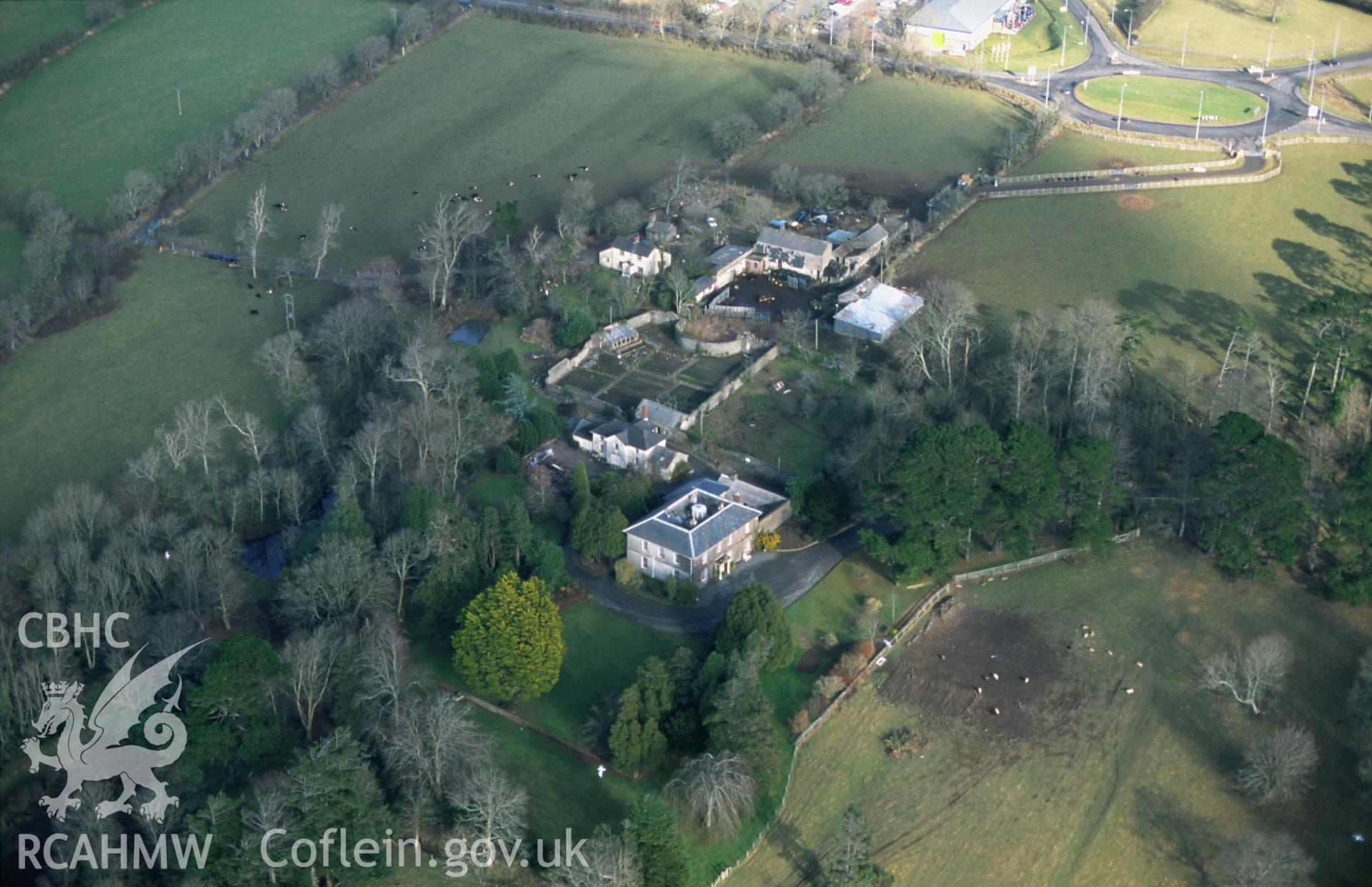 RCAHMW colour slide oblique aerial photograph of Glanafon, Rudbaxton, taken by C.R.Musson on the 02/02/1997