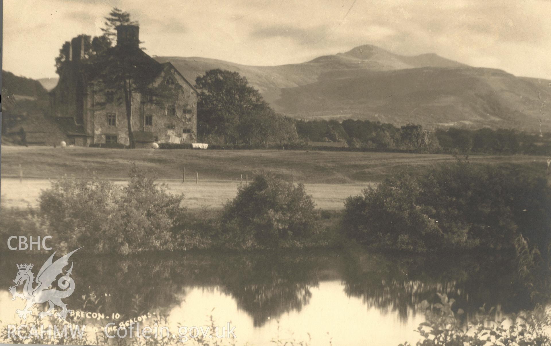 Digitised postcard image of Newton Farm, Brecon, W.A. Call, The County Studio, Monmouth. Produced by Parks and Gardens Data Services, from an original item in the Peter Davis Collection at Parks and Gardens UK. We hold only web-resolution images of this collection, suitable for viewing on screen and for research purposes only. We do not hold the original images, or publication quality scans.