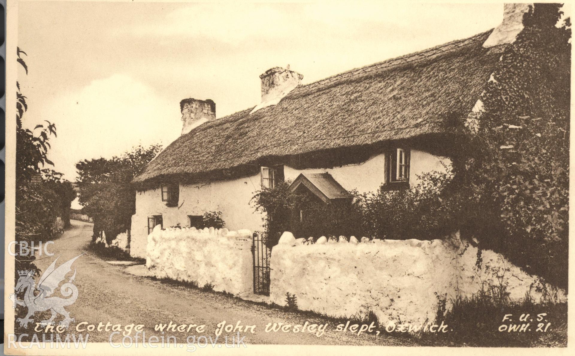 Digitised postcard image of the Nook, Oxwich, F. Frith & Co. Produced by Parks and Gardens Data Services, from an original item in the Peter Davis Collection at Parks and Gardens UK. We hold only web-resolution images of this collection, suitable for viewing on screen and for research purposes only. We do not hold the original images, or publication quality scans.