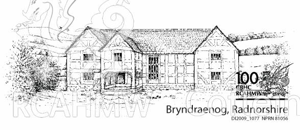 Exhibition panel showing main elevation of Bryndraenog.