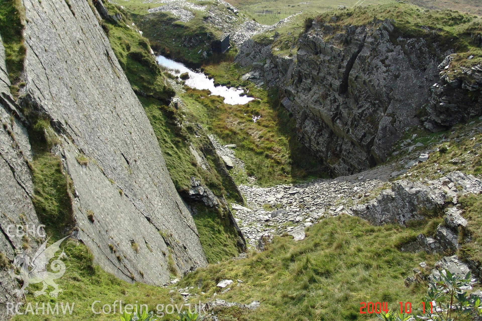 Photograph of Ponterwyd Quarry Mine taken on 03/11/2004 by R.S. Jones during an Upland Survey undertaken by Cambrian Archaeological Projects.