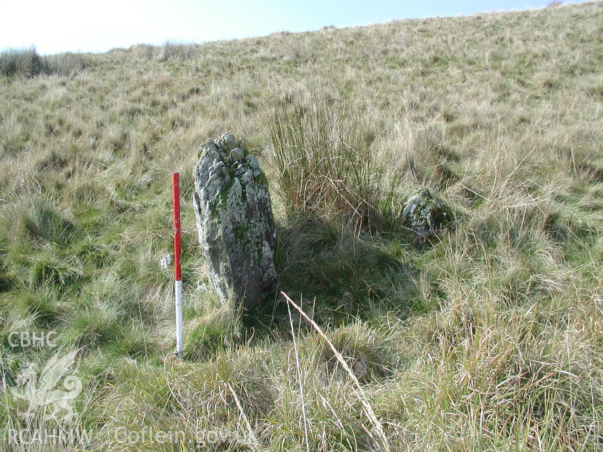 Photograph of Disgwylfa Fach Standing Stone II taken on 24/10/2004 by R.S. Jones during an Upland Survey undertaken by Cambrian Archaeological Projects.