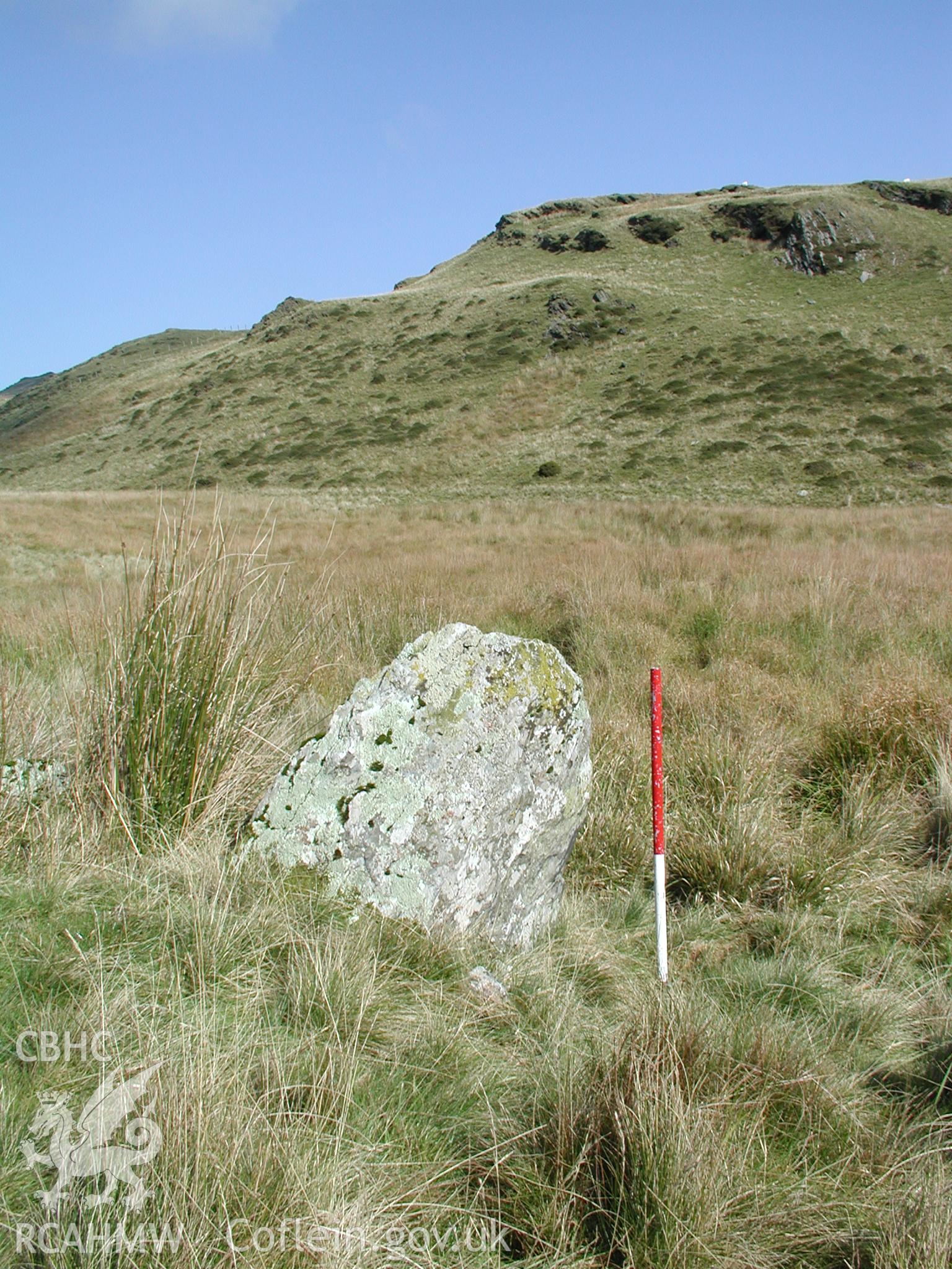 Photograph of Disgwylfa Fach Standing Stone II taken on 24/10/2004 by R.S. Jones during an Upland Survey undertaken by Cambrian Archaeological Projects.