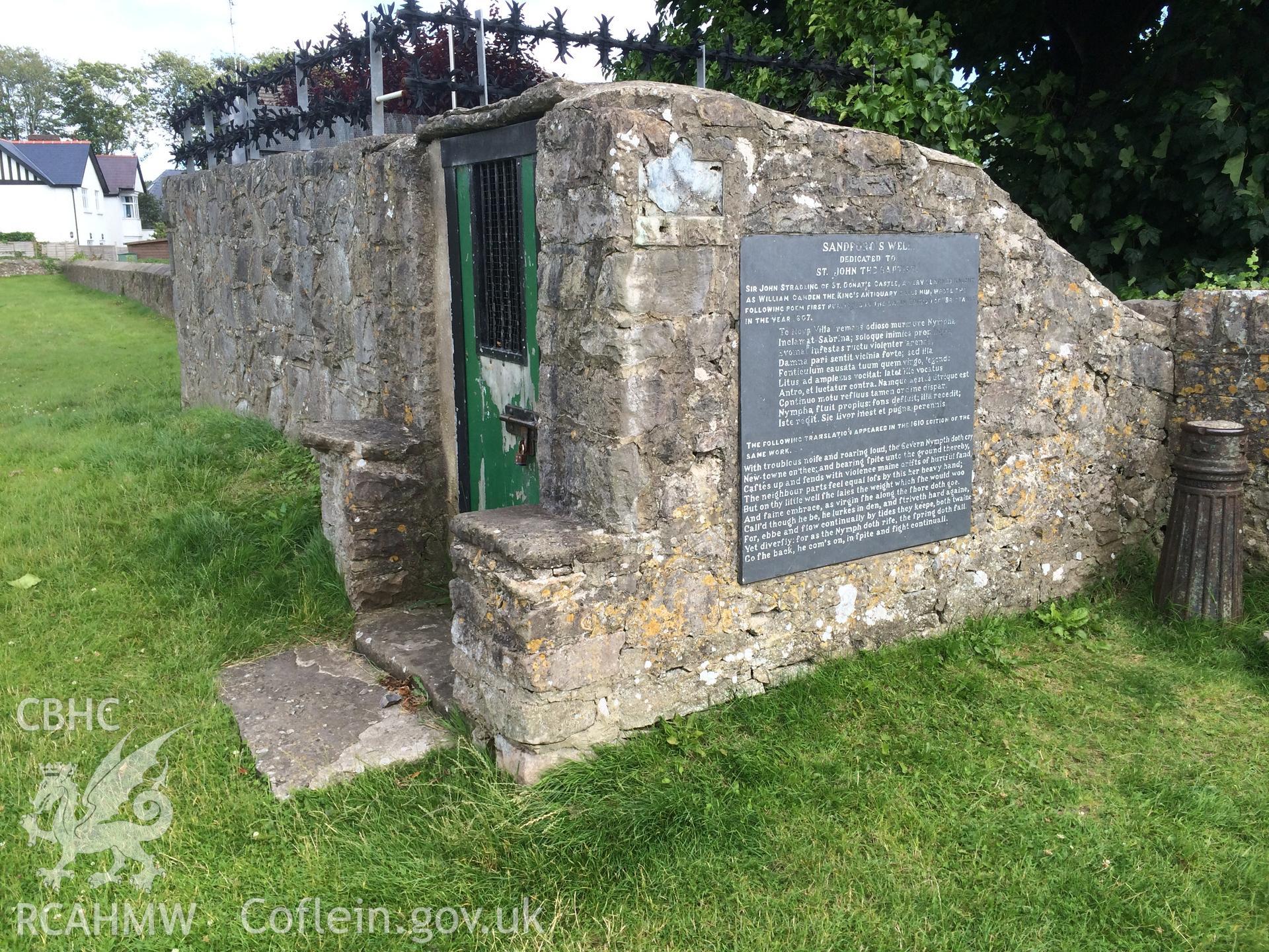 Colour photo showing St John's Well, taken by Paul R. Davis, 5th July 2016.