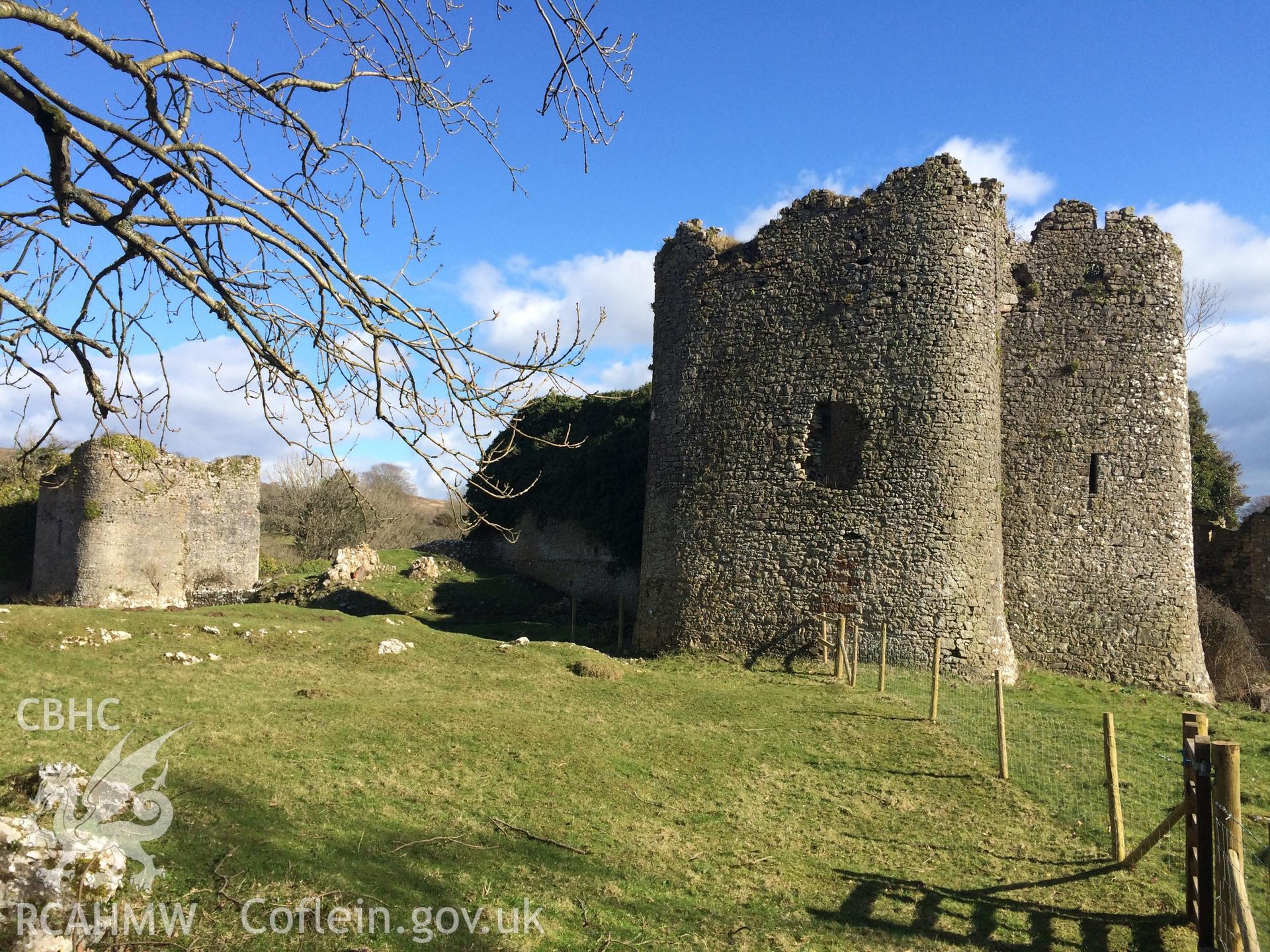 Colour photo showing Penrice Castle, produced by Paul R. Davis,  5th March 2016.