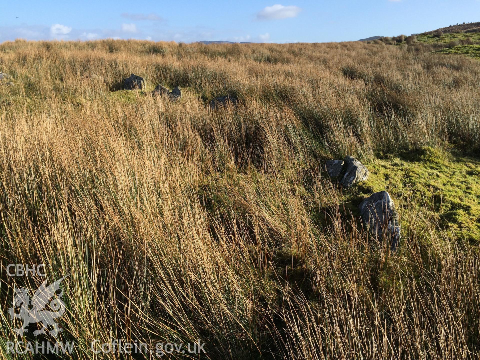 Colour photo showing Carn Caca cairn, taken by Paul R. Davis, 30th January 2016.