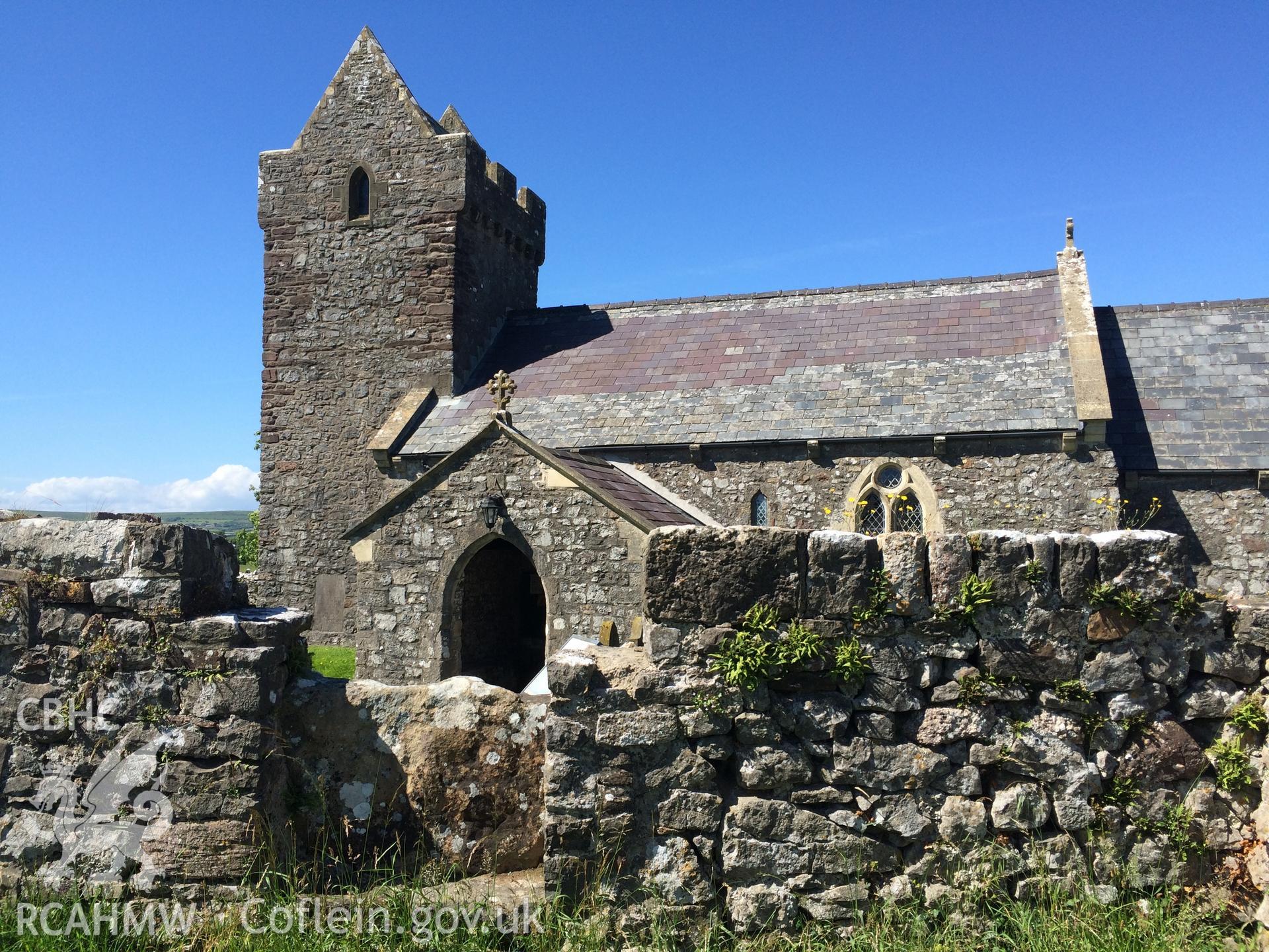 Colour photo showing Llanddewi Church, taken by Paul R. Davis, 3rd July 2016.