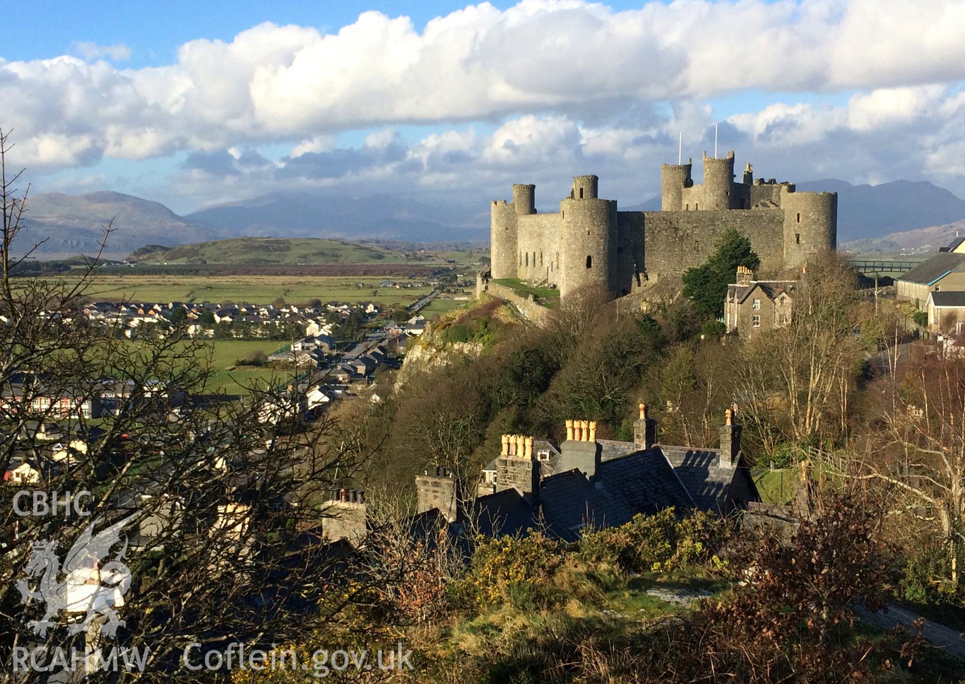 Colour photo showing Harlech Castle, produced by Paul R. Davis, 12th March 2017.