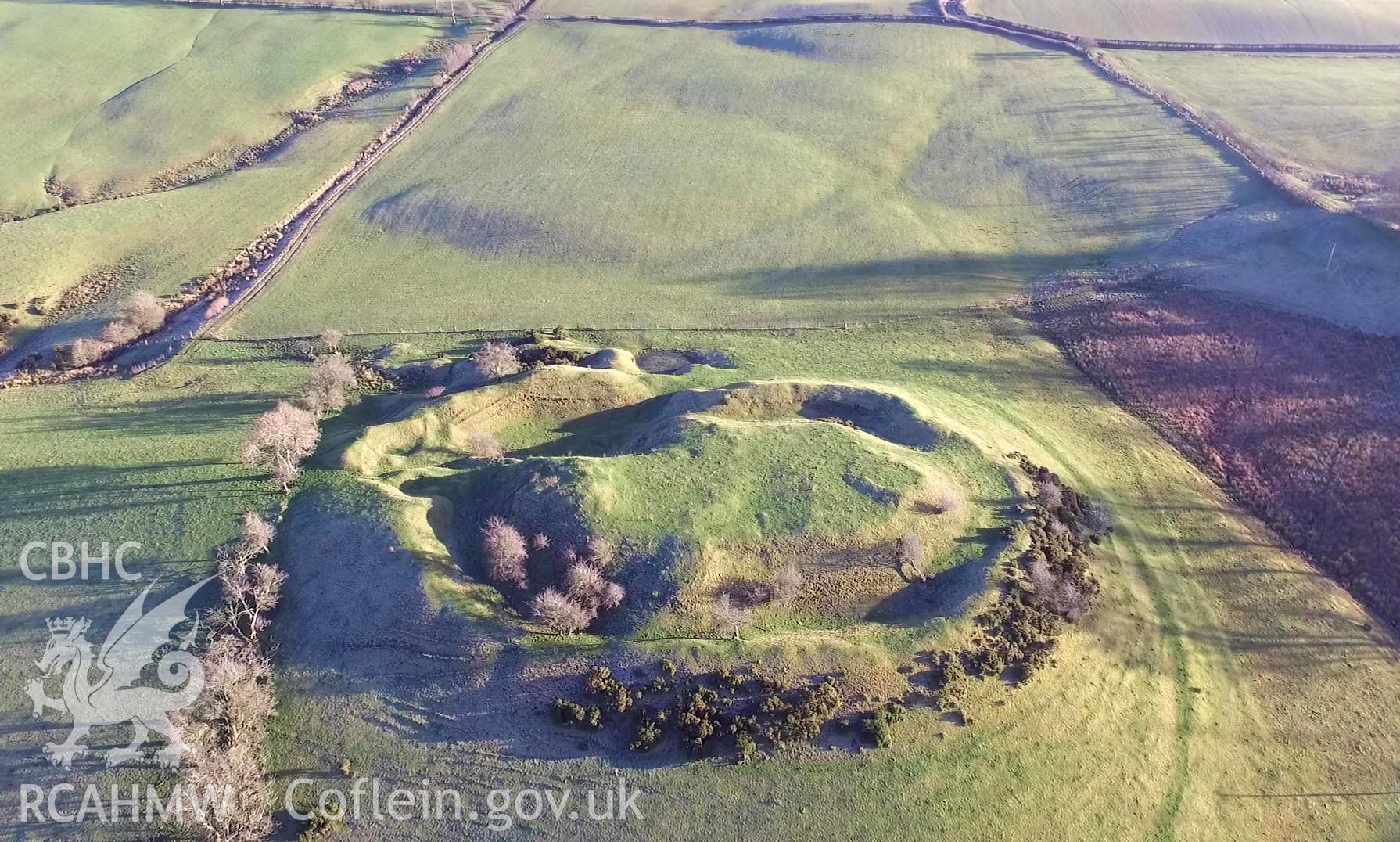 Colour photo showing Castell Bryn Amlwg, produced by  Paul R. Davis,  2017.