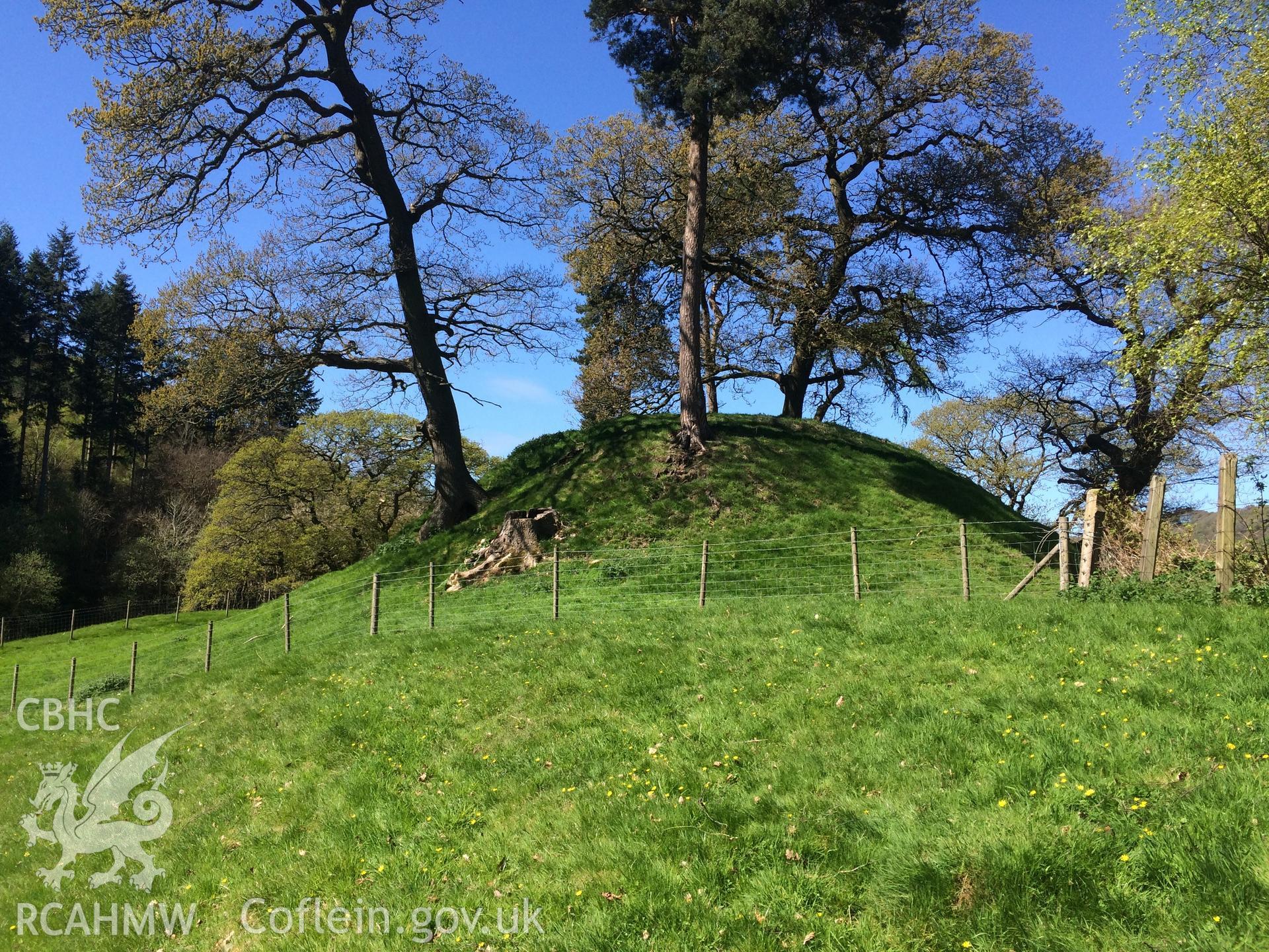 Colour photo showing Owain Glyndwr's Mount, produced by Paul R. Davis,  22nd April 2017.