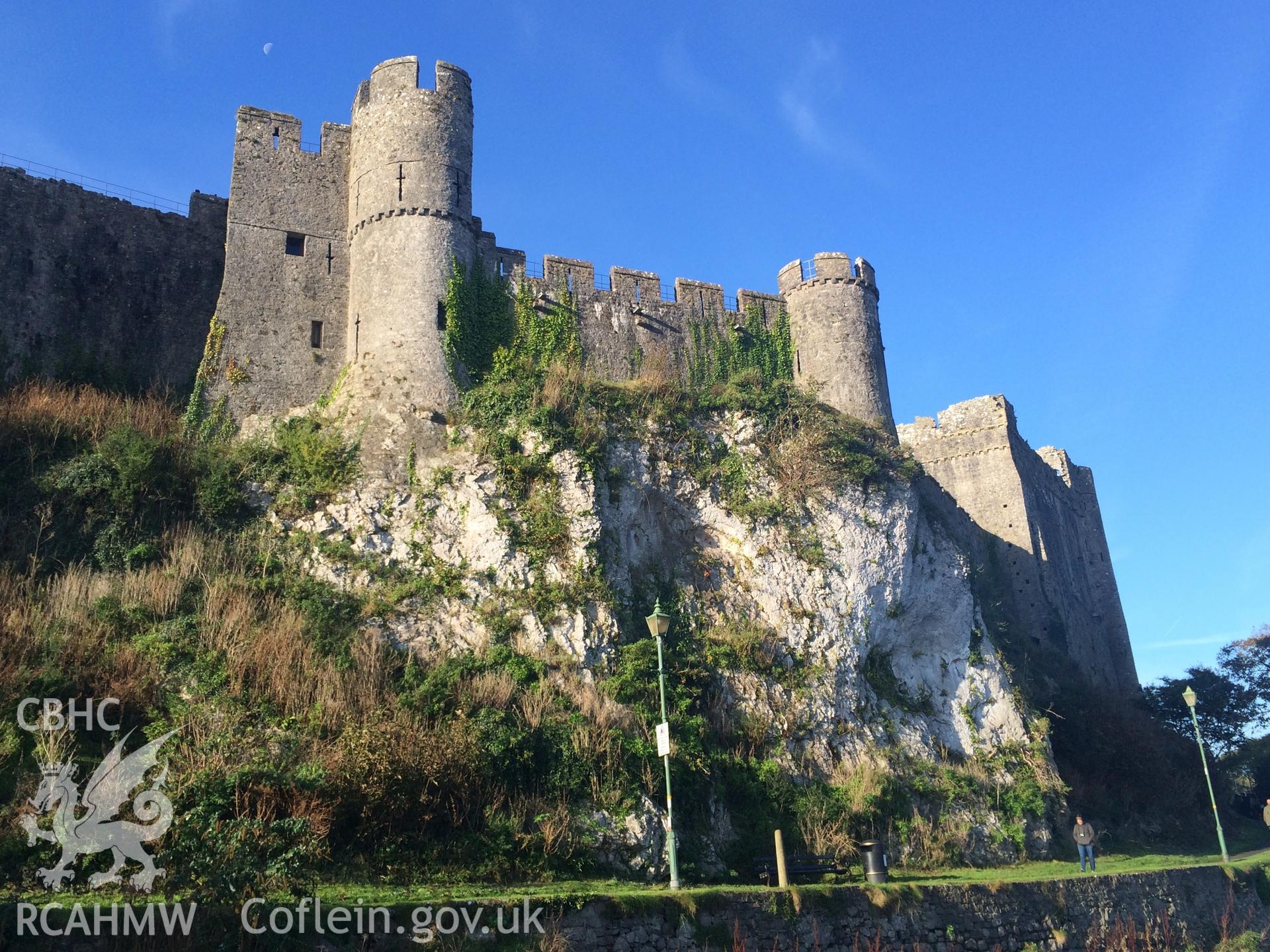 Colour photo showing Pembroke Castle, produced by Paul R. Davis,  22nd October 2016.