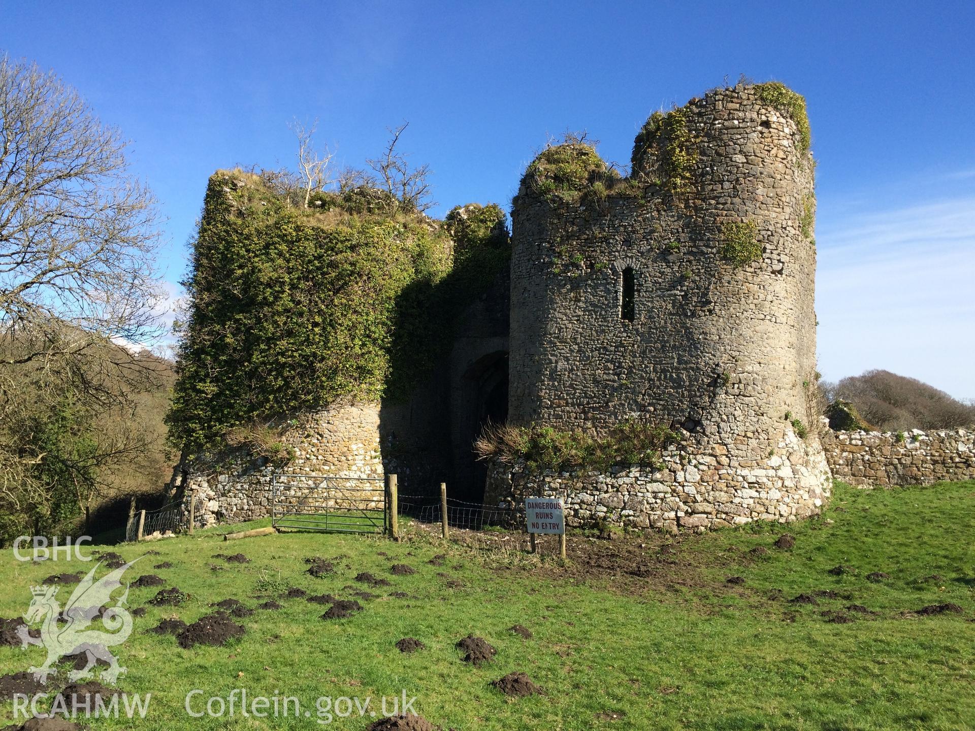 Colour photo showing Penrice Castle, produced by Paul R. Davis,  30th March 2016.