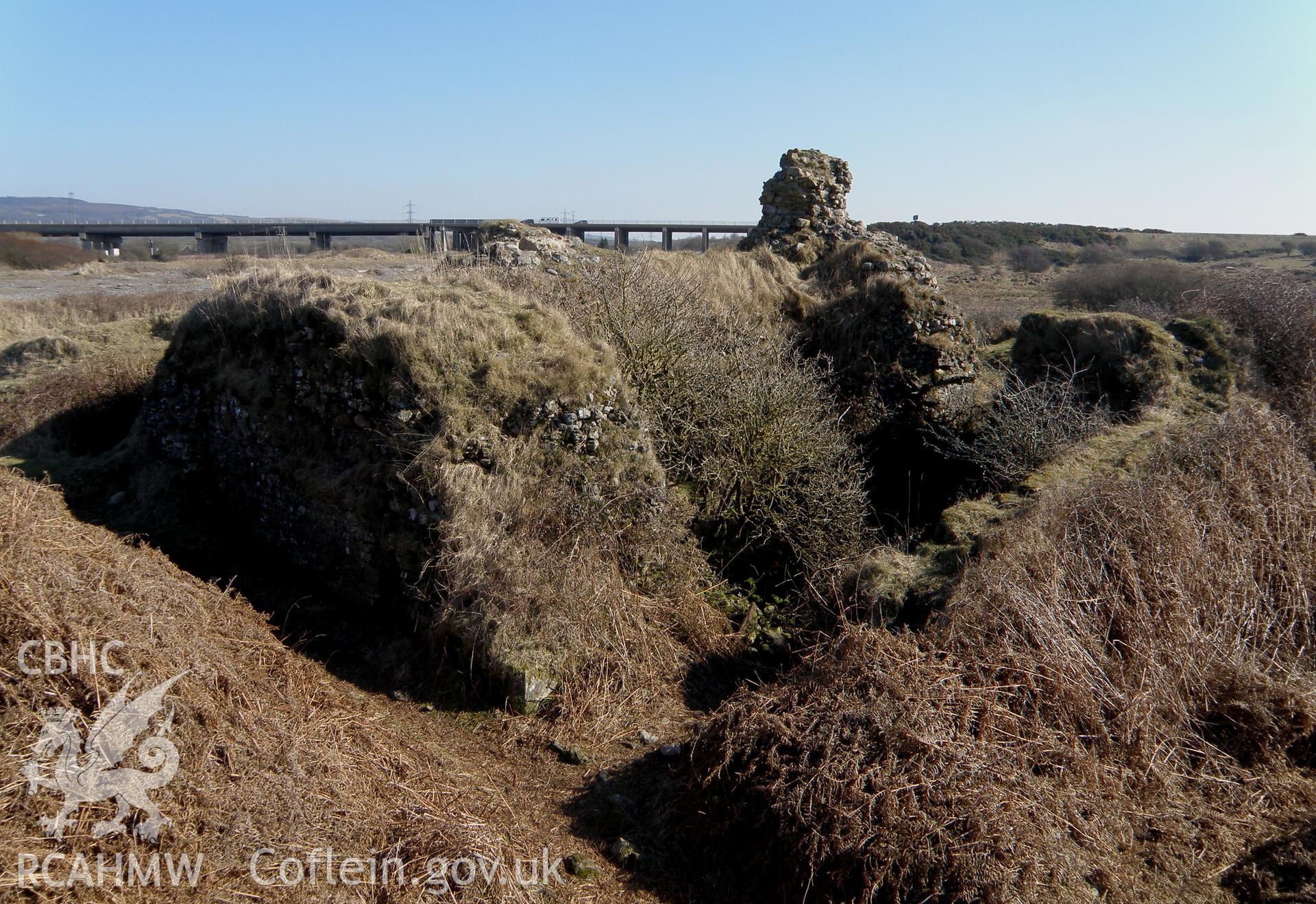 Colour photo of Kenfig Castle, taken by Paul R. Davis, 7th March 2010.