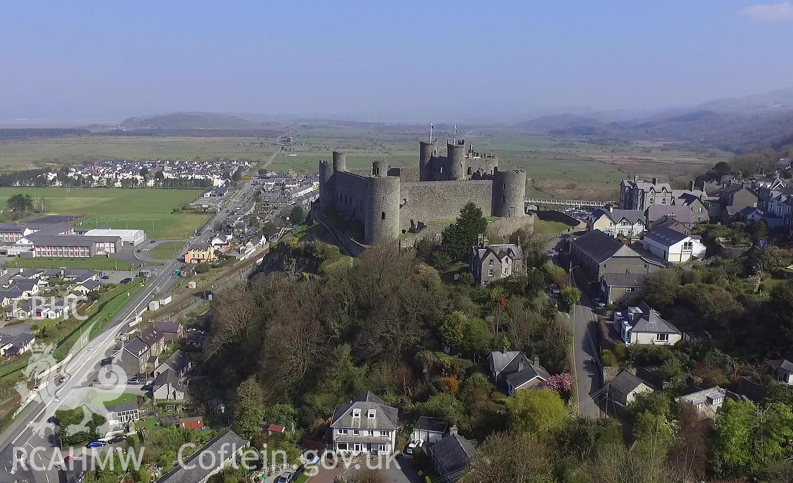 Colour photo showing Harlech Castle, produced by Paul R. Davis,  April 2017.