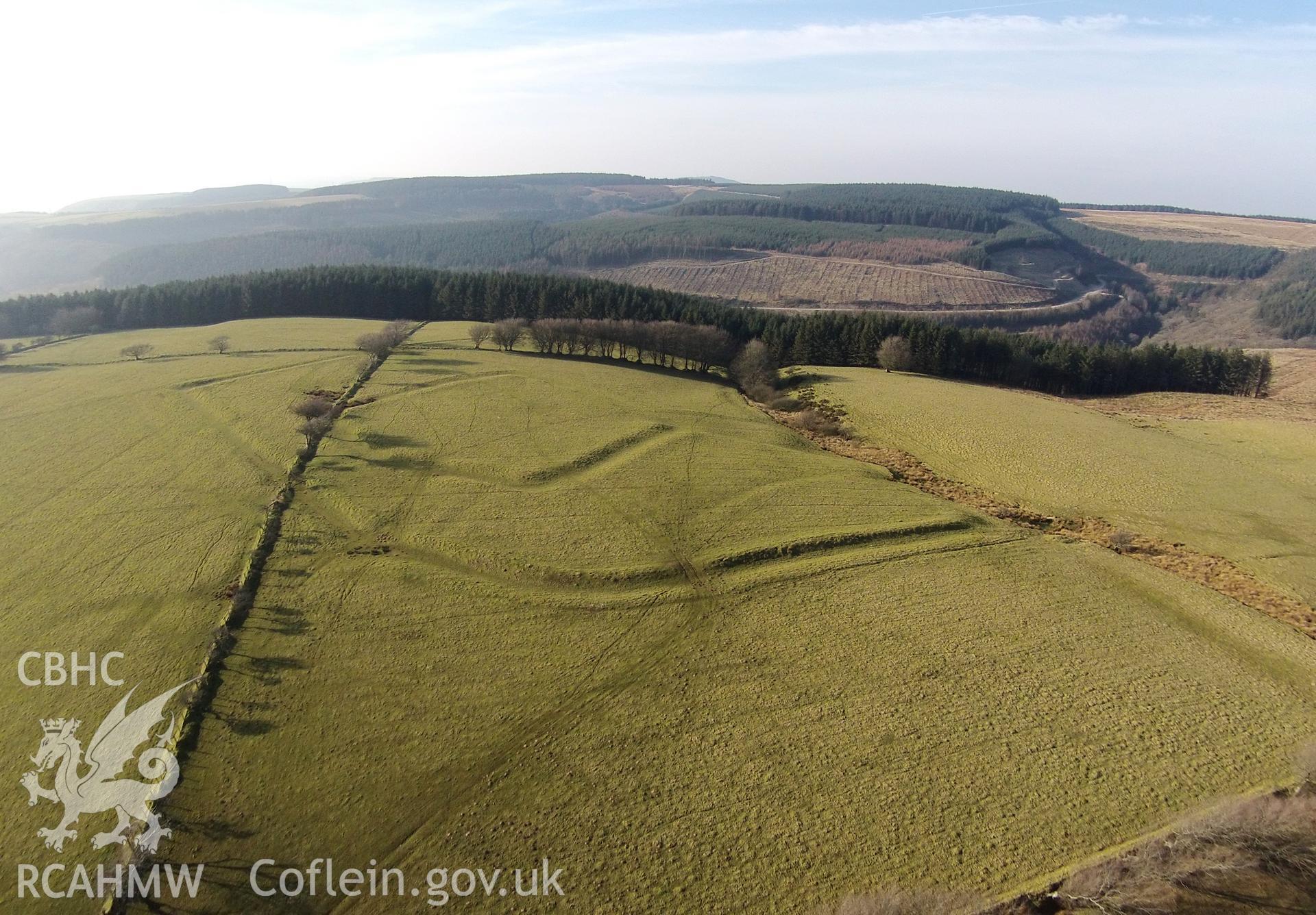 Colour aerial photo showing Moel Ton Mawr, taken by Paul R. Davis,  14th March 2016.