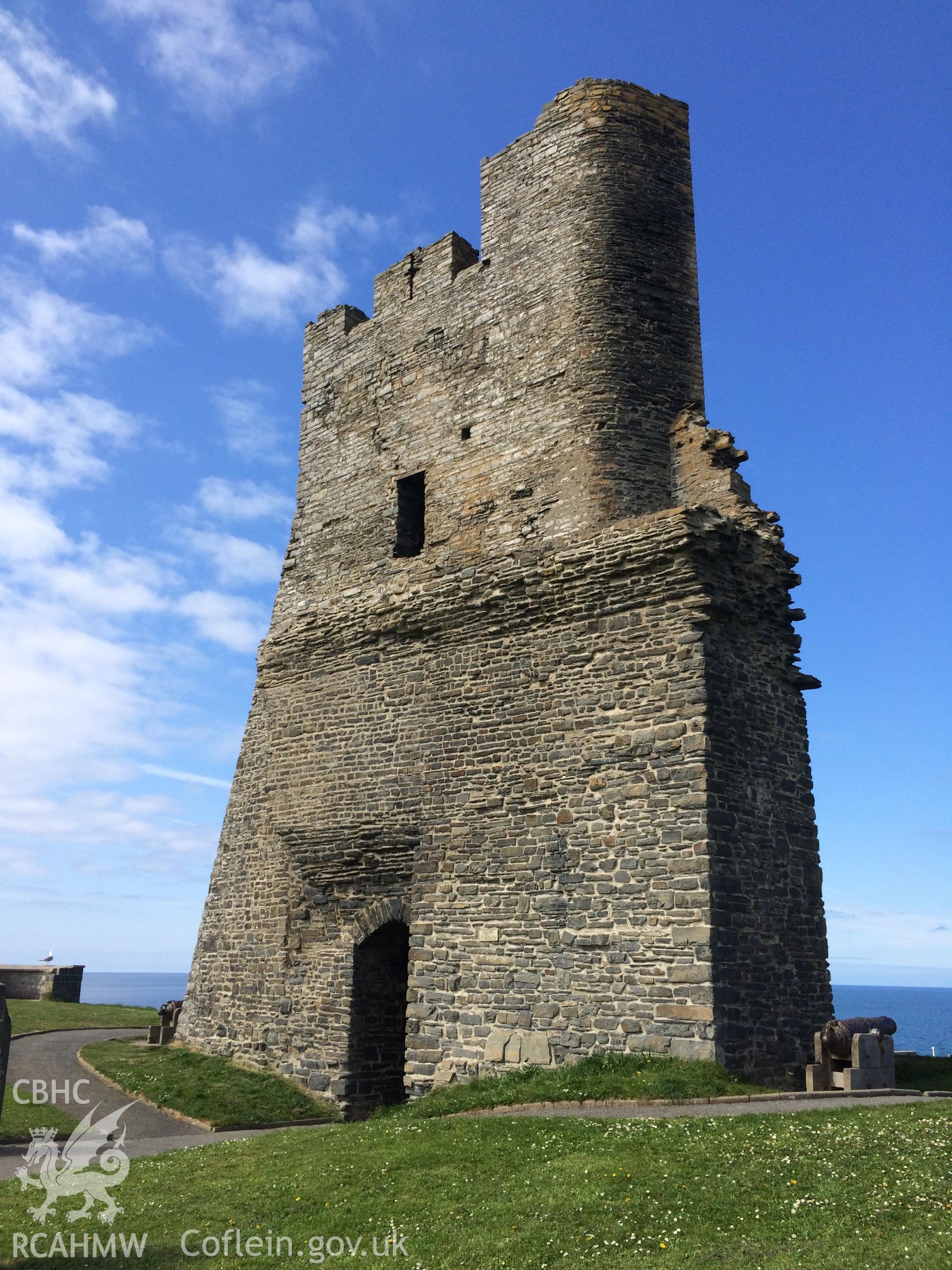 Colour photo showing Aberystwyth Castle, produced by  Paul R. Davis,  23rd April 2017.