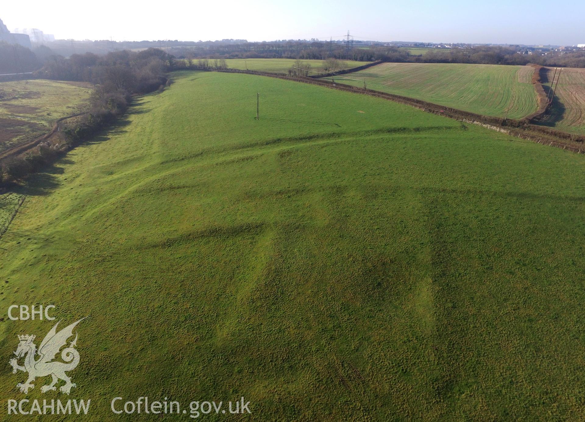 Colour photo of Llancadle Earthworks, produced by  Paul R. Davis,  28th Dec 2016.