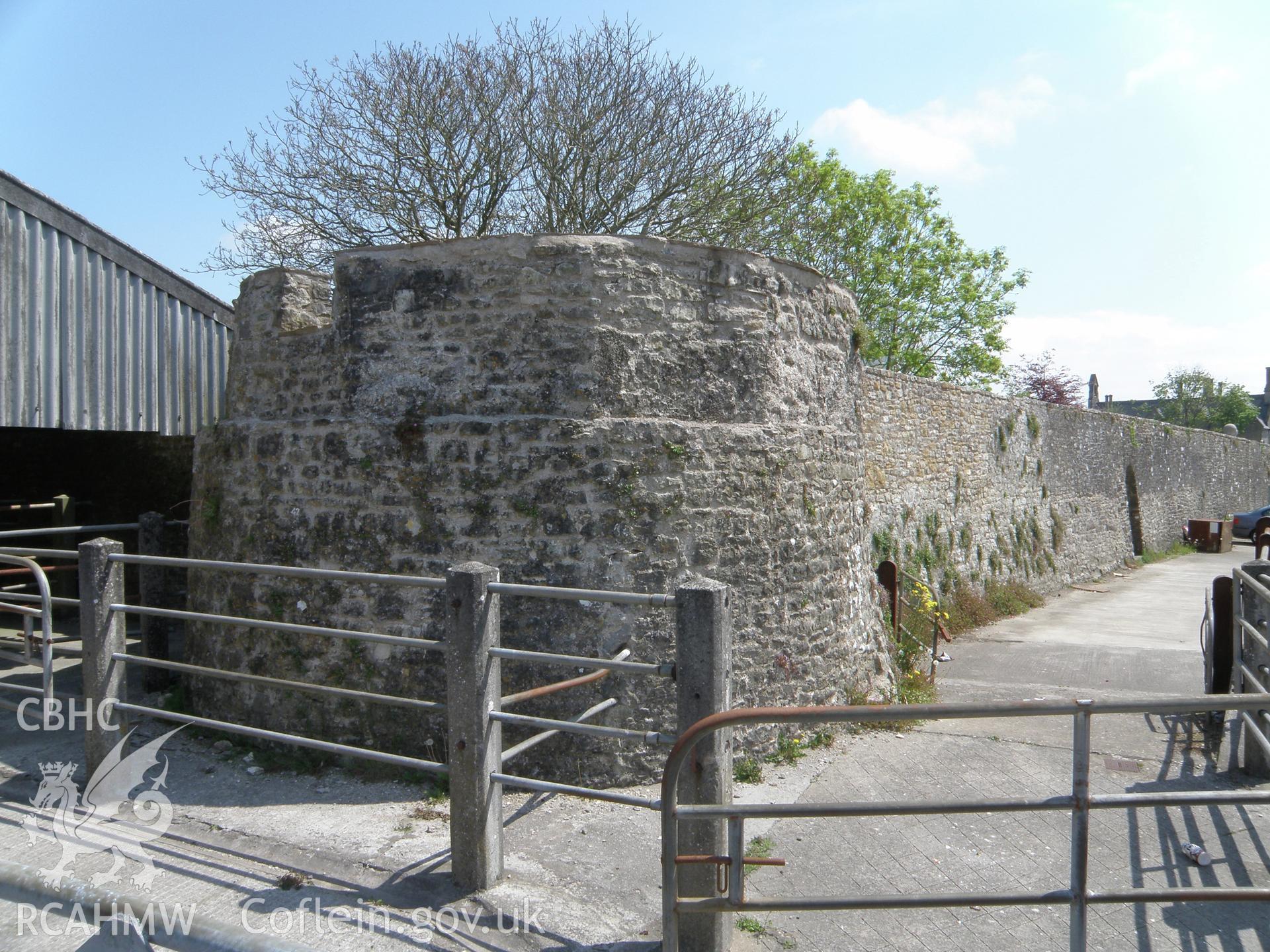 Colour photo of Cowbridge Town Walls, taken by Paul R. Davis, 20th May 2012.