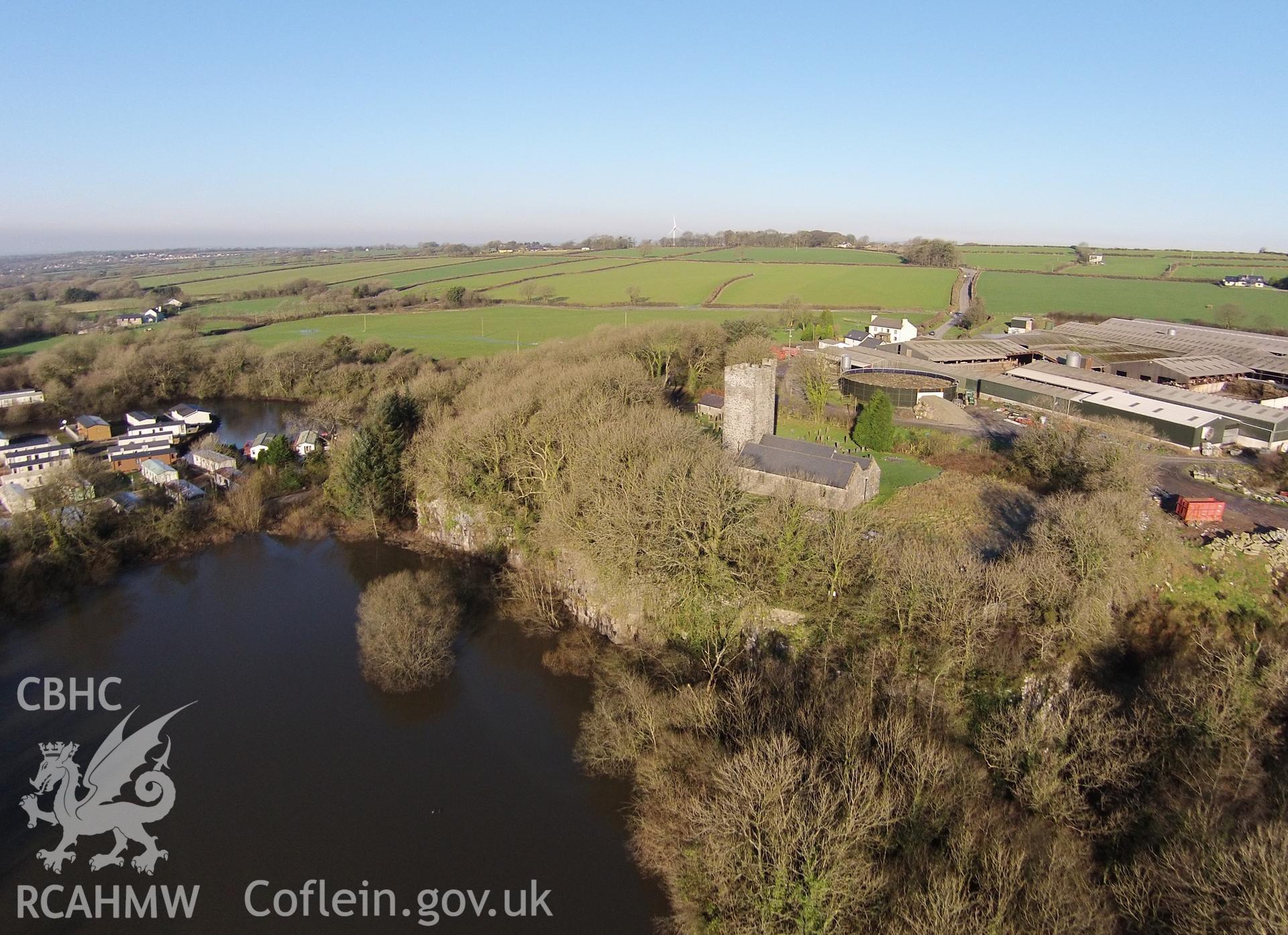 Colour aerial photo showing Ludchurch, taken by Paul R. Davis,  20th January 2016.