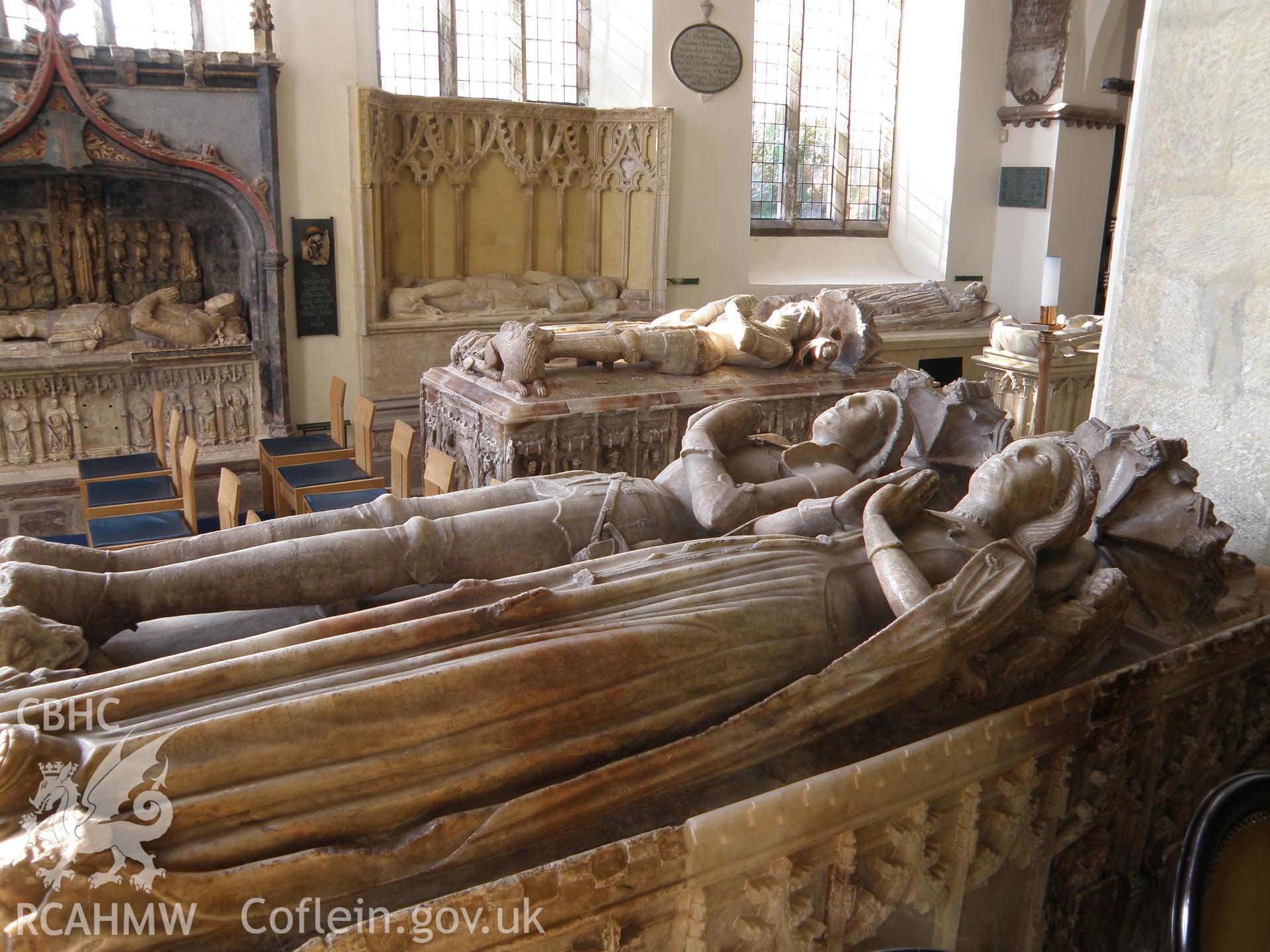 Colour photo of tombs in Abergavenny Church, taken by Paul R. Davis, 19th March 2011.