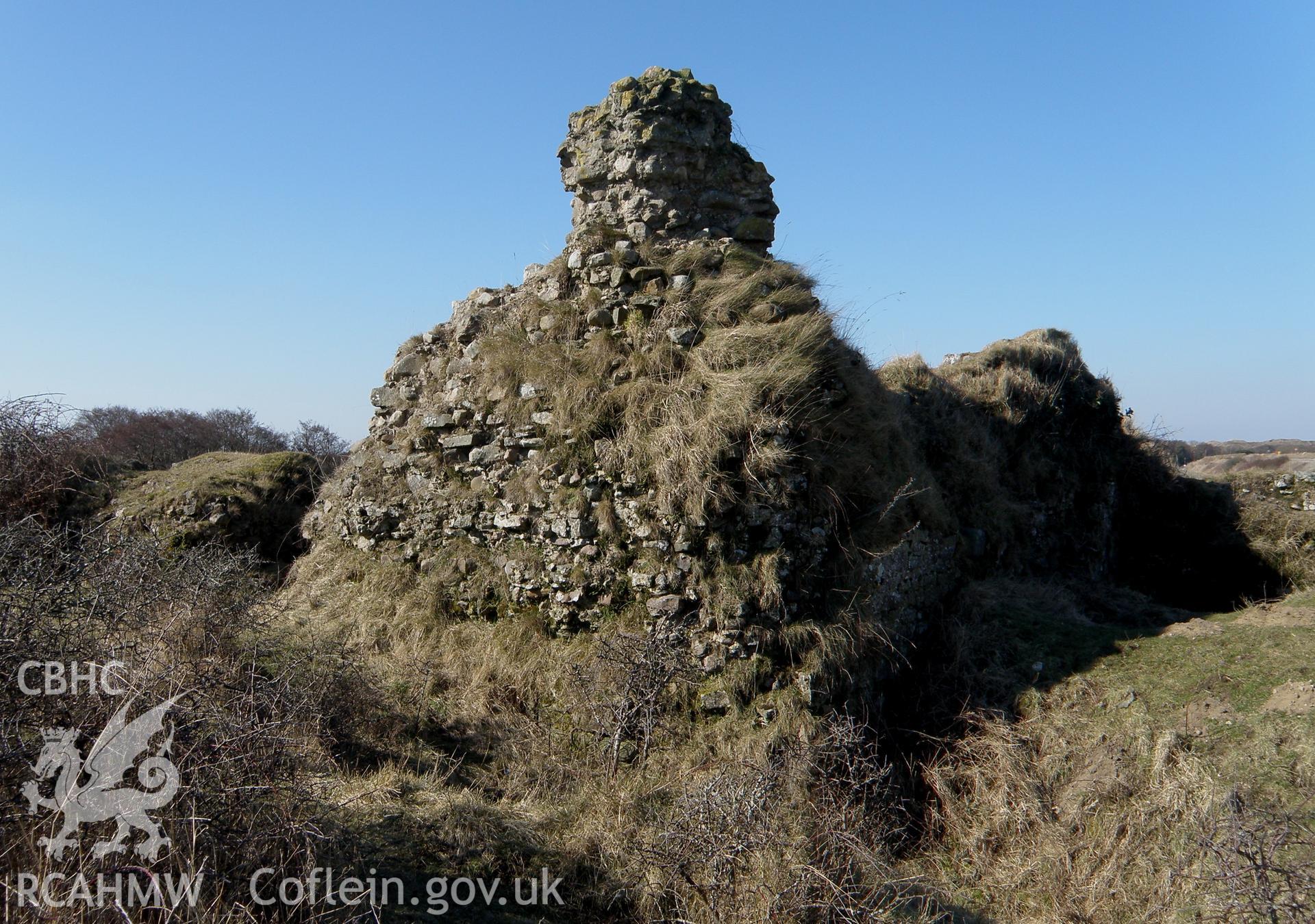 Colour photo of Kenfig Castle, taken by Paul R. Davis, 7th March 2010.