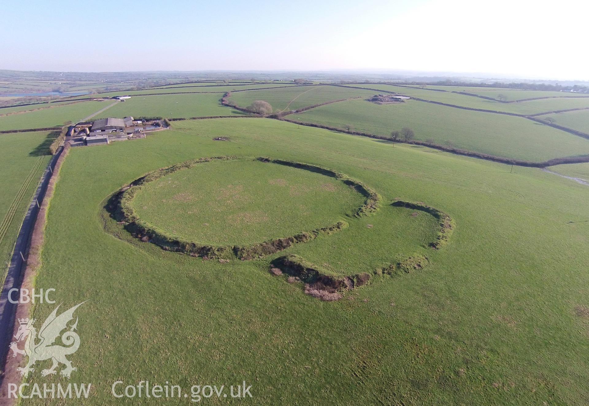 Colour aerial photo showing Scollock Rath, taken by Paul R. Davis,  20th January 2016.