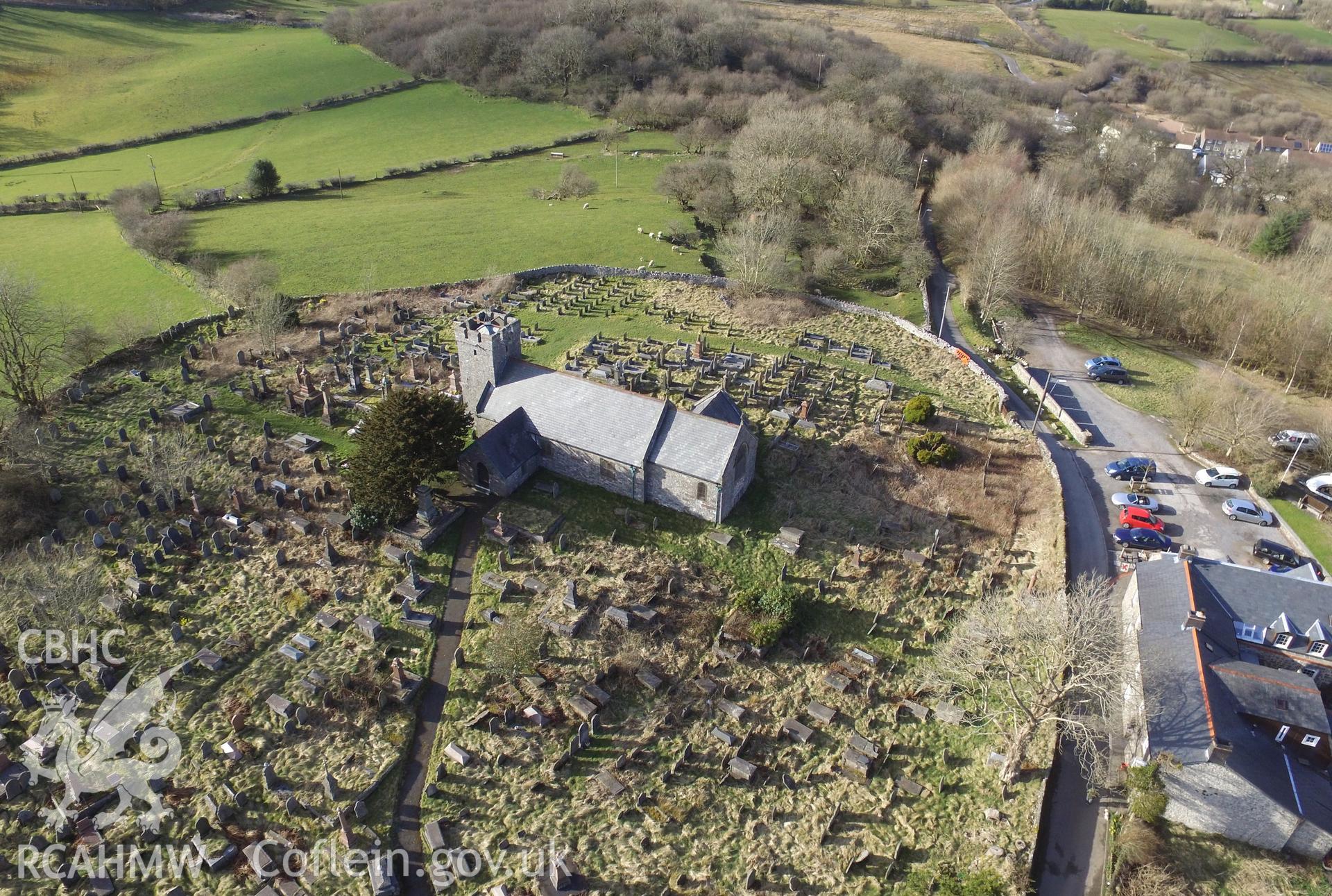 Colour aerial photo showing Penderyn, taken by Paul R. Davis,  28th March 2016.