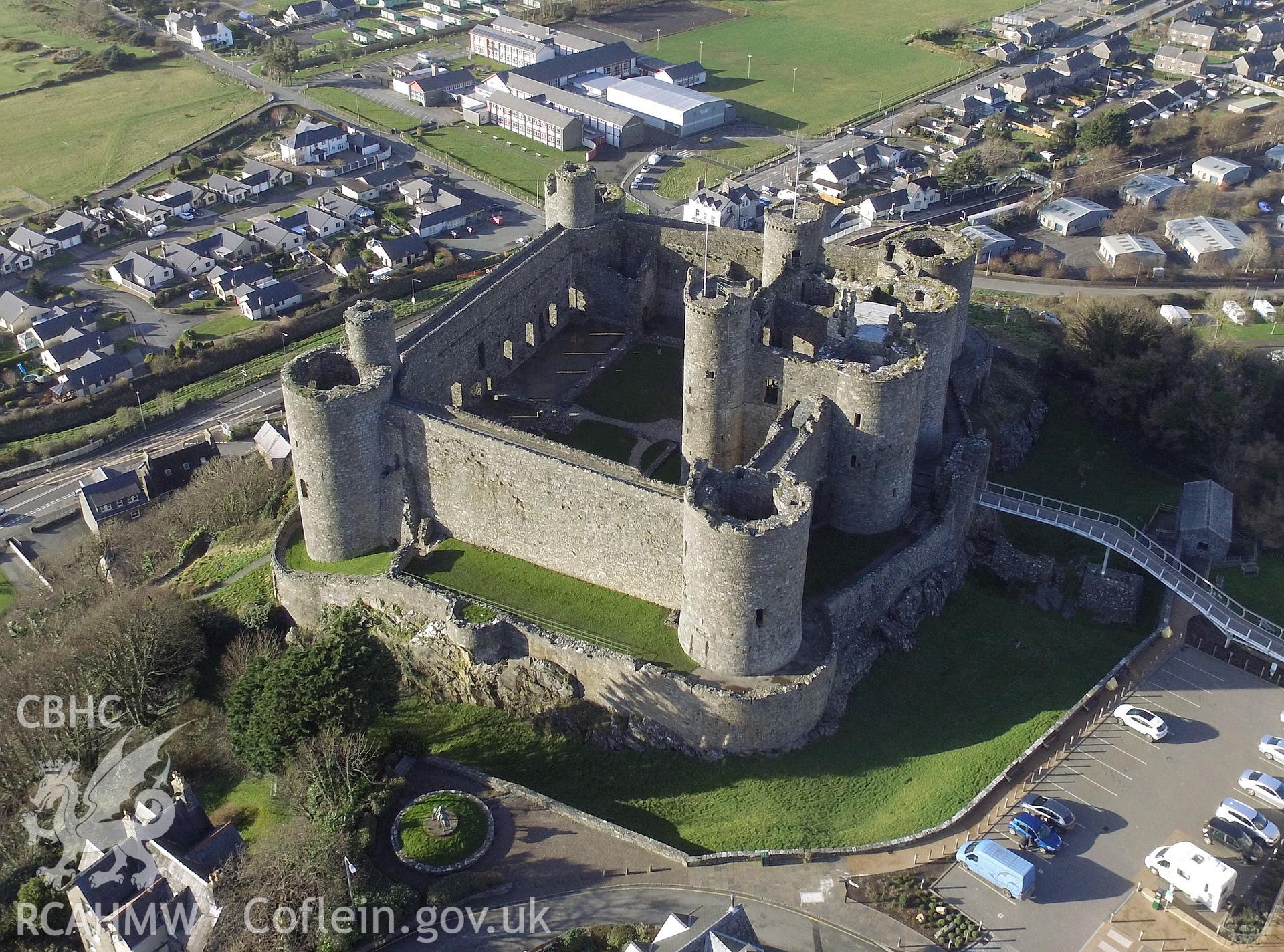 Colour photo showing Harlech Castle, produced by Paul R. Davis, 12th March 2017.