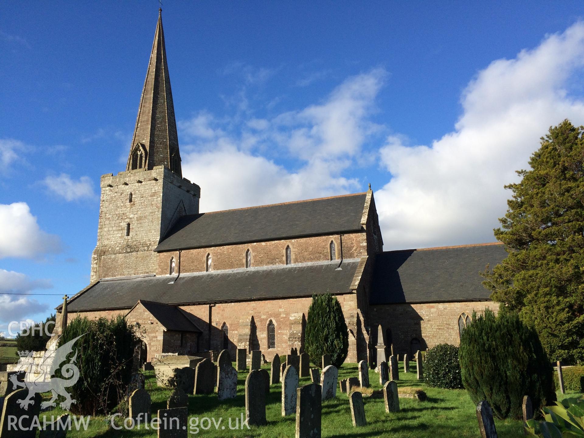 Colour photo showing Trellech Church, taken by Paul R. Davis, 10th February 2016.