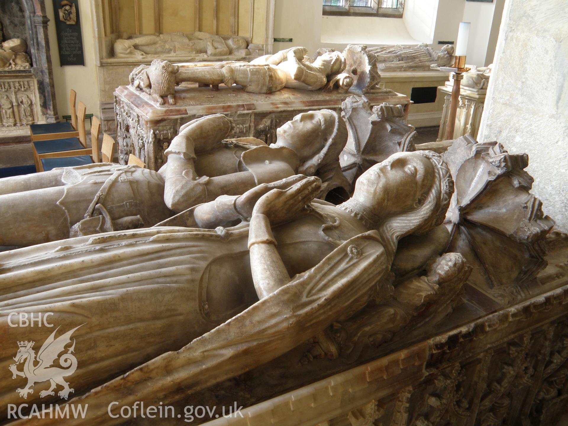 Colour photo of tombs in Abergavenny Church, taken by Paul R. Davis, 19th March 2011.