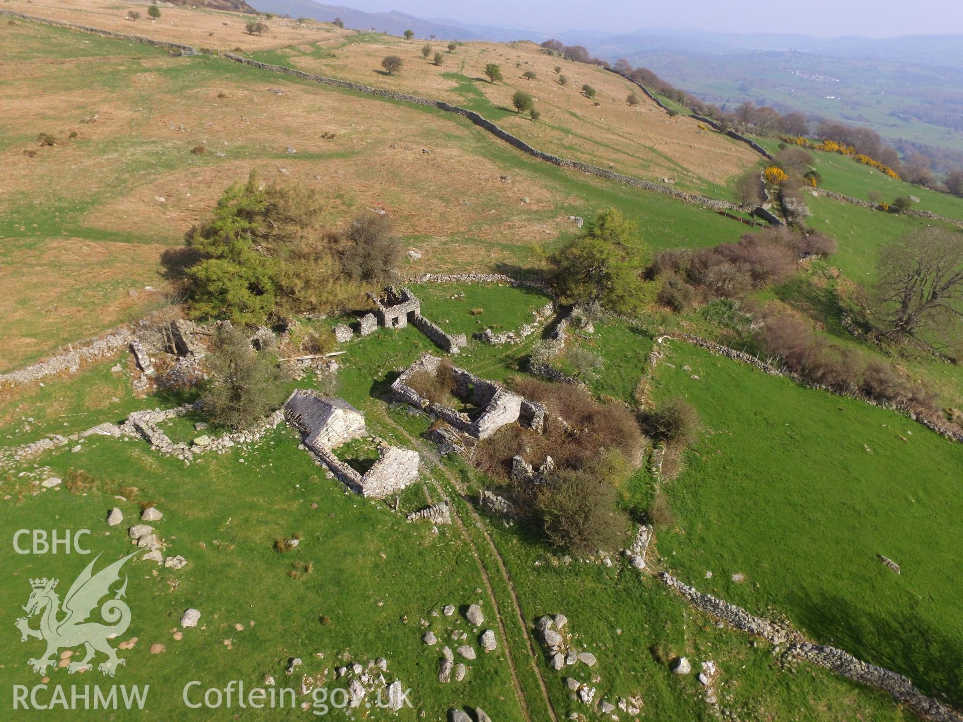 Colour photo showing ruins at Pen y Gaer, produced by Paul R. Davis,  9th April 2017.