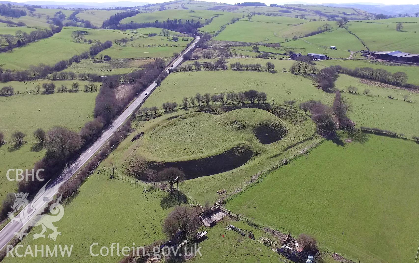 Colour photo showing Tomen y Rhodwydd, produced by Paul R. Davis,  April 2017.