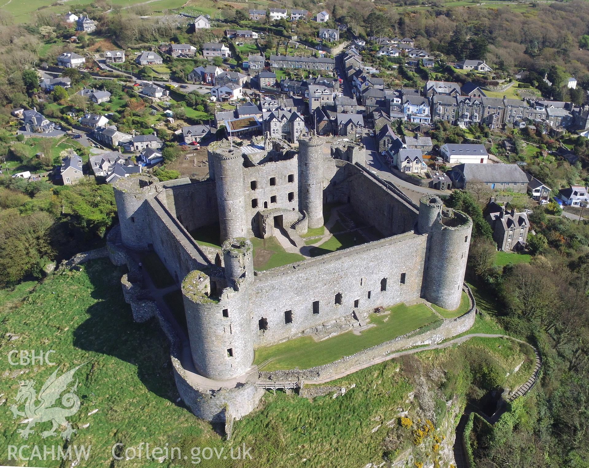 Colour photo showing Harlech Castle, produced by Paul R. Davis, 7th April 2017.