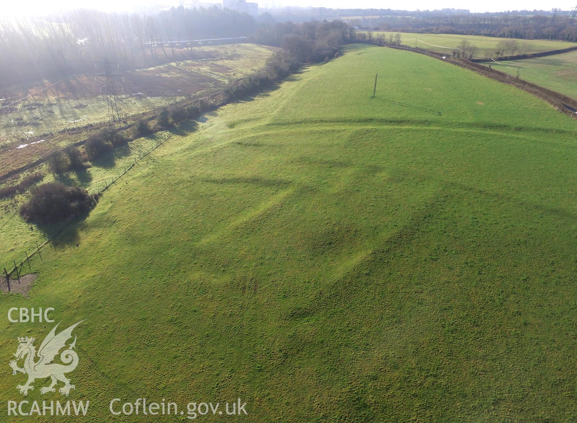 Colour photo of Llancadle Earthworks, produced by  Paul R. Davis,  28th Dec 2016.