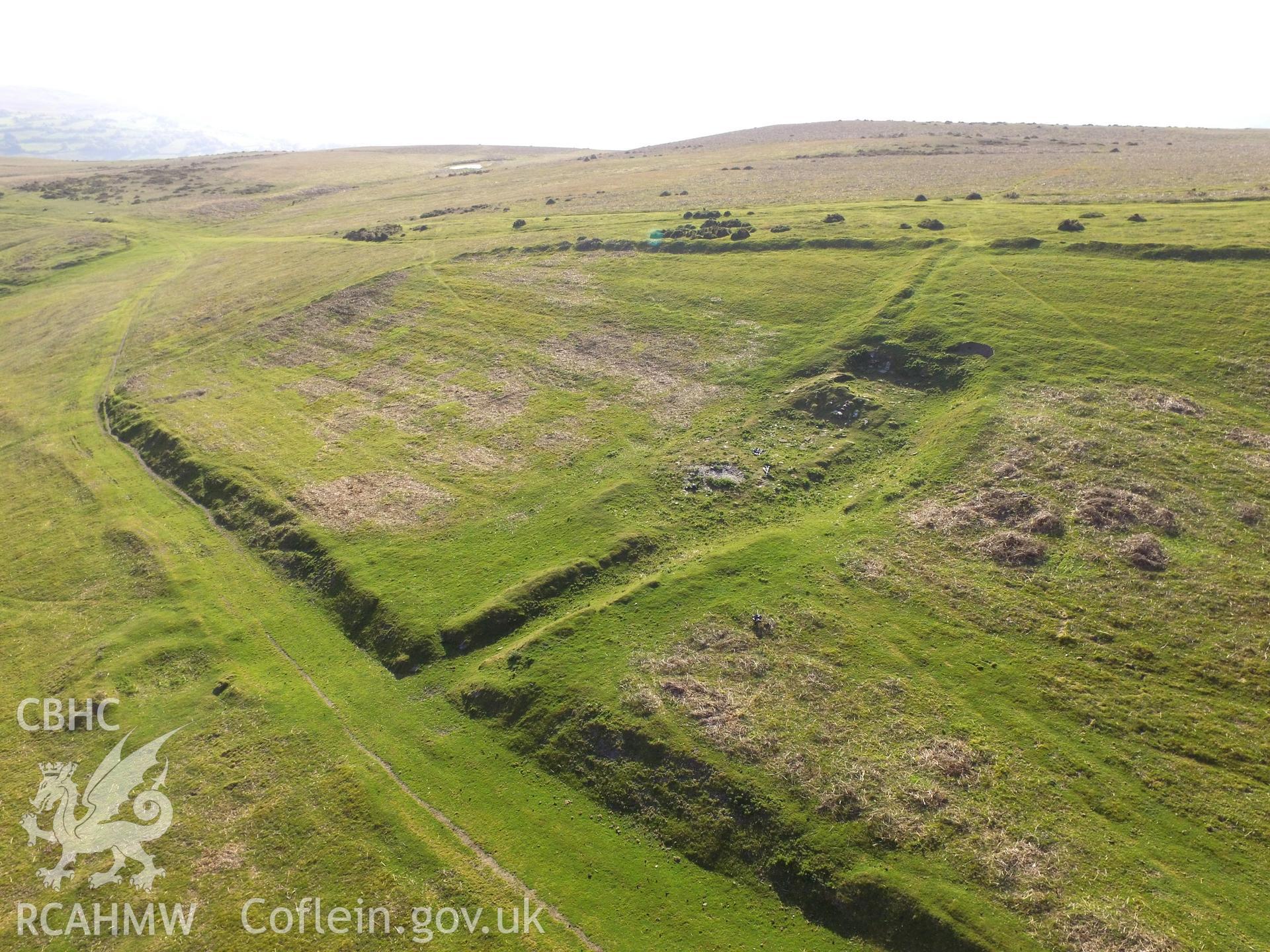 Colour photo showing Aberedw Hill settlement,  produced by Paul R. Davis, 8th May 2017.