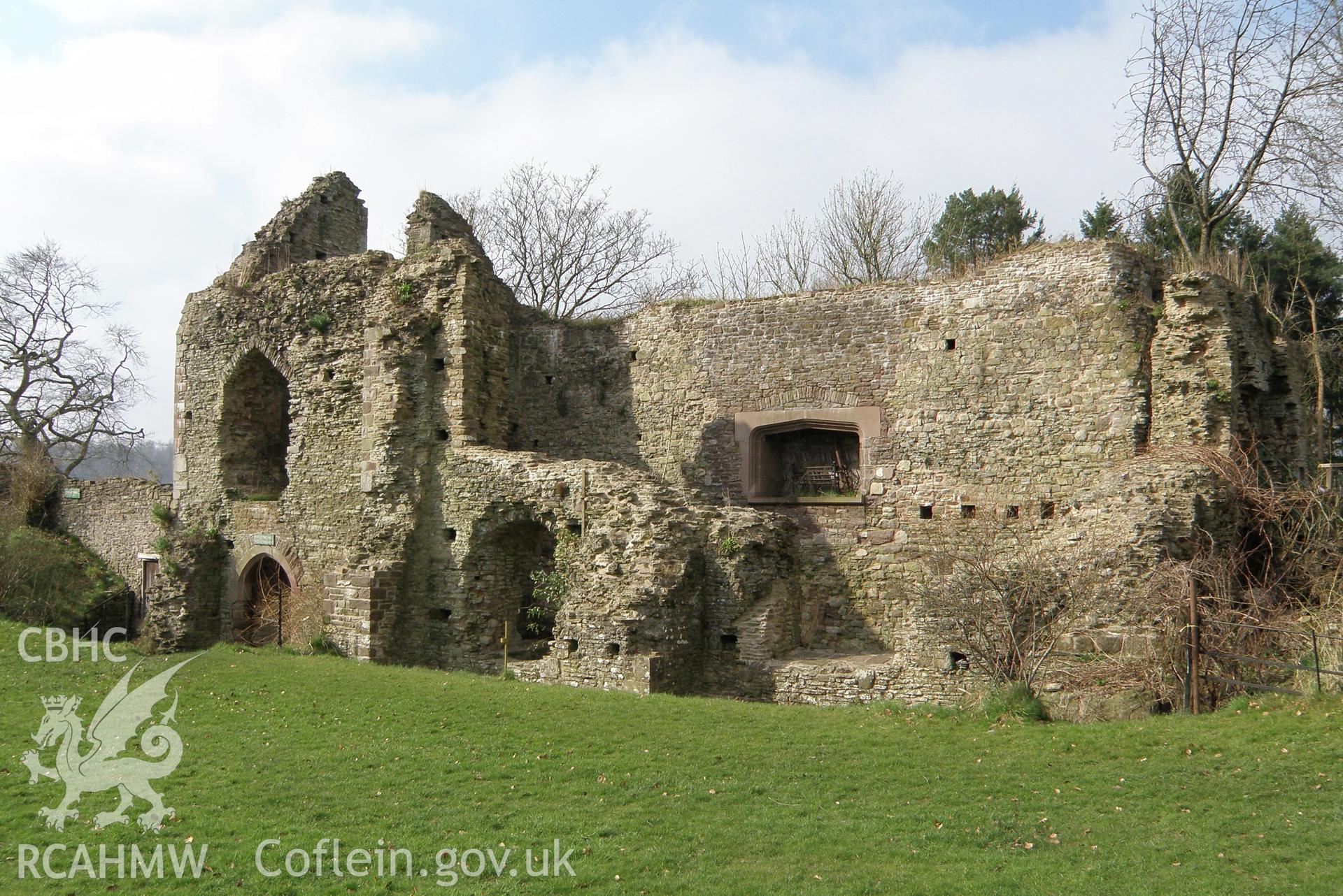 Colour photo of Usk Castle, taken by Paul R. Davis, 2nd March 2013.