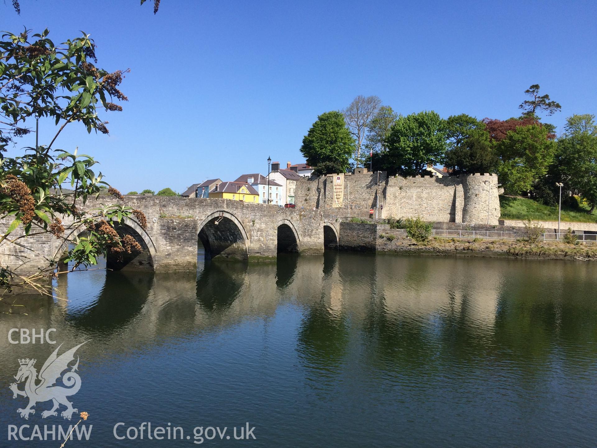 Colour photo showing Cardigan Castle, produced by  Paul R. Davis,  9th May 2017.