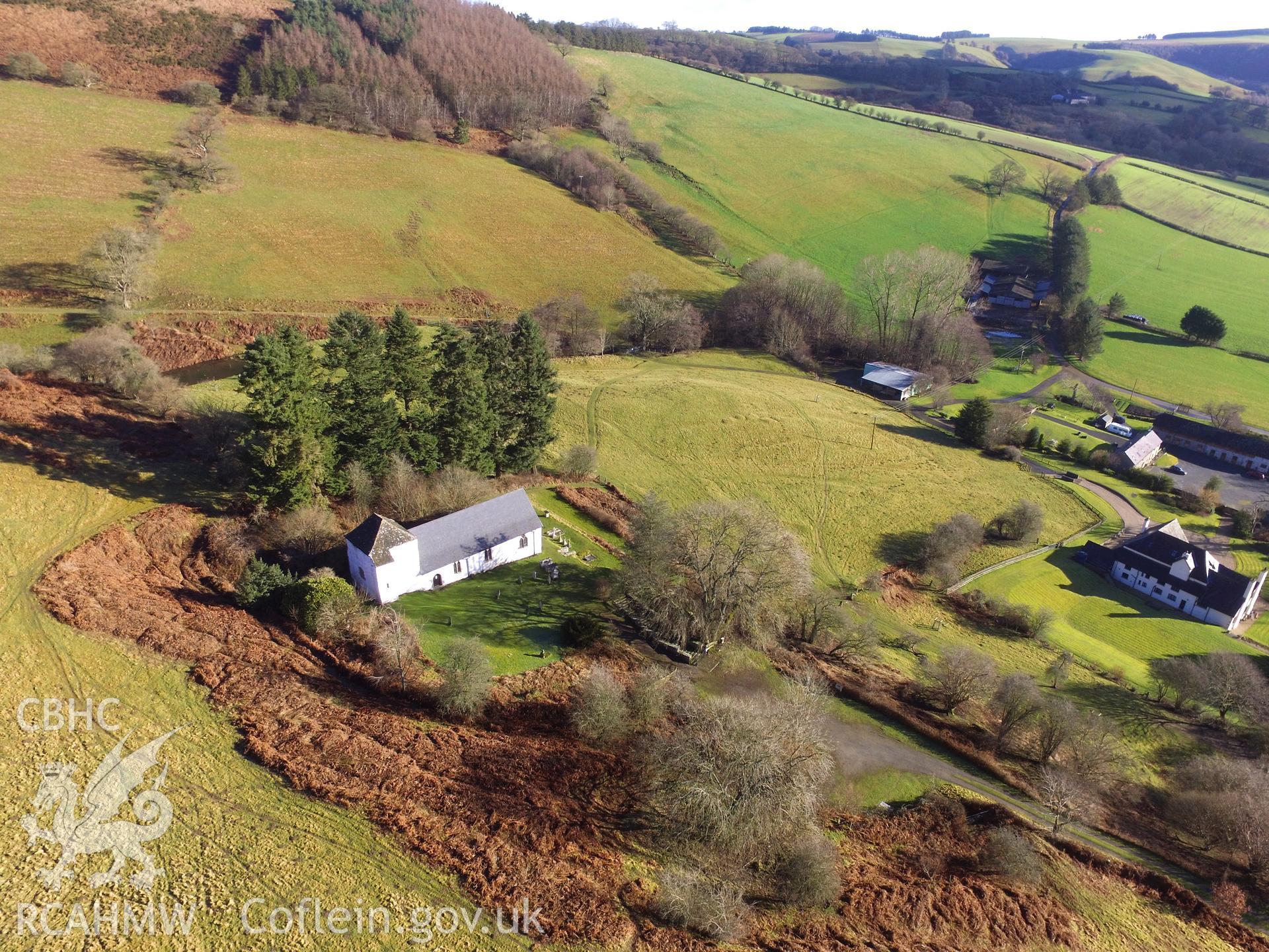 Colour photo showing Pilleth Church, produced by  Paul R. Davis,  4th February 2017.