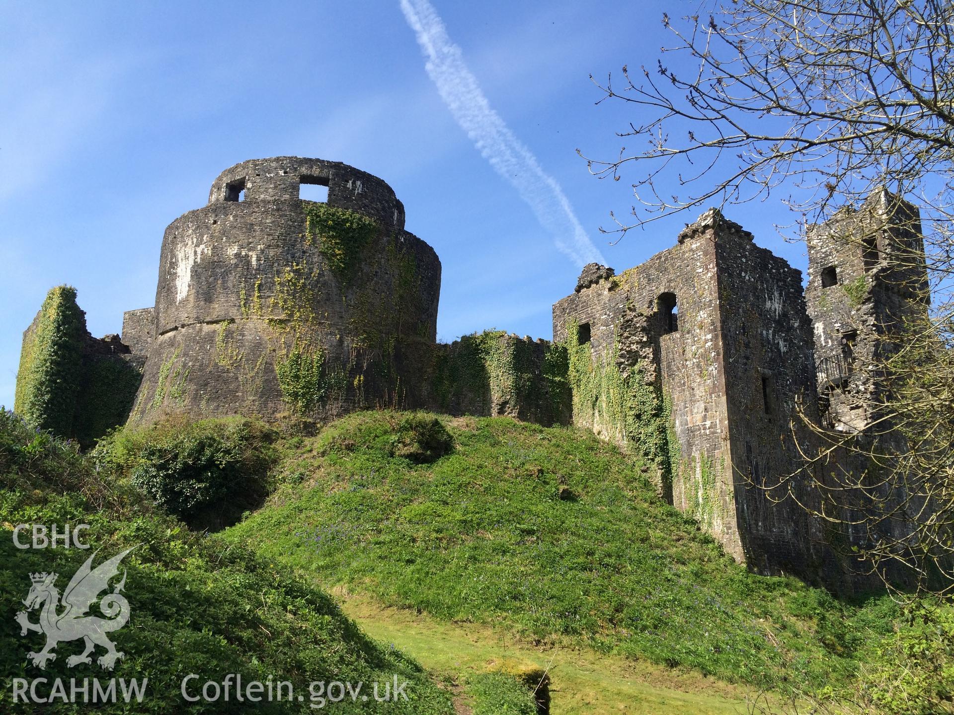 Colour photo showing Dinefwr Castle, produced by Paul R. Davis, 5th May 2016.