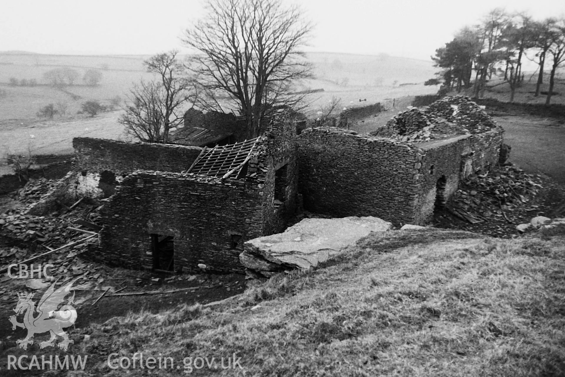 Black and white photo showing ruins at Fforest, taken by Paul R. Davis.