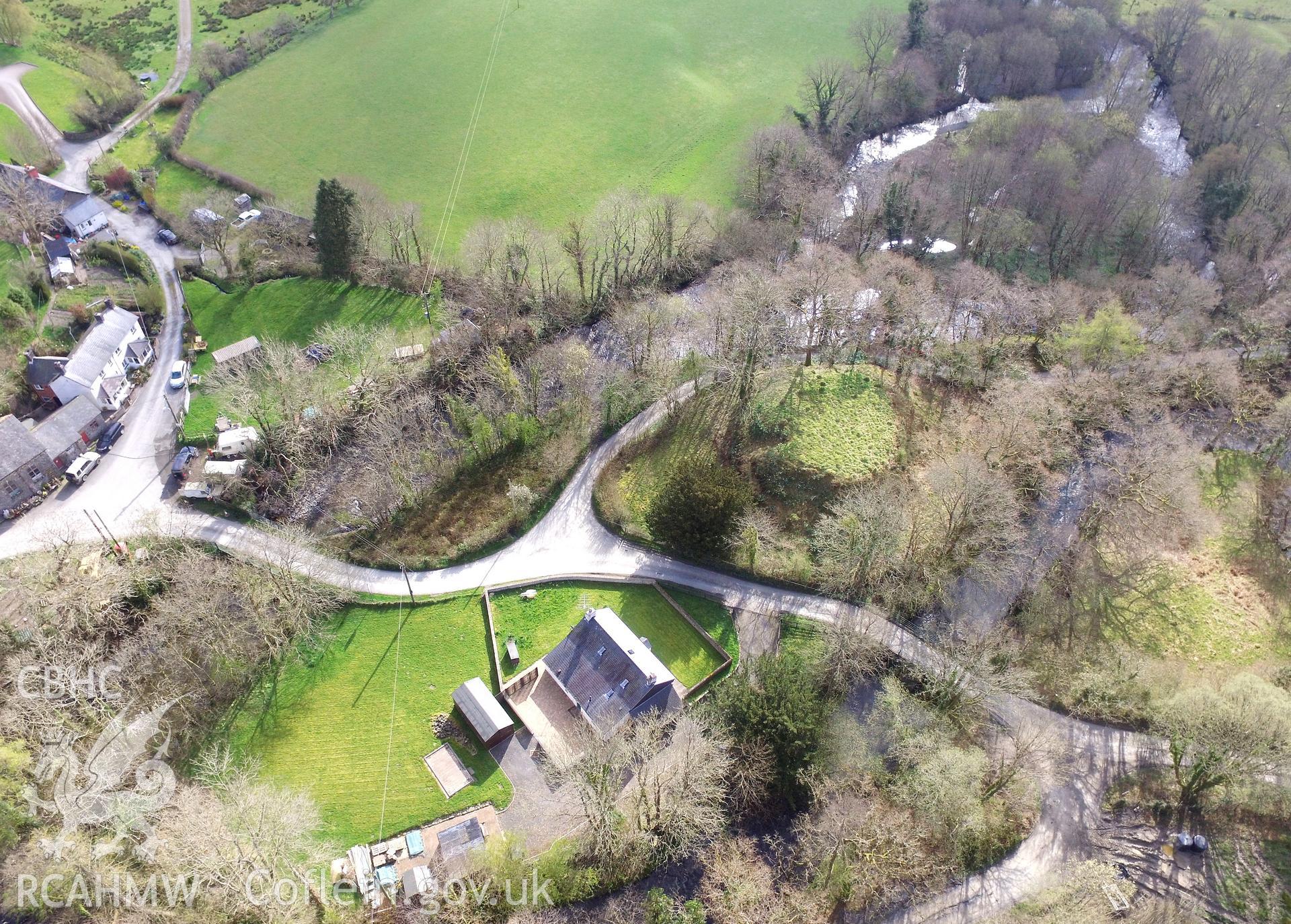 Colour photo showing Domen Fawr, Tafolwern, produced by Paul R. Davis,  7th April 2017.