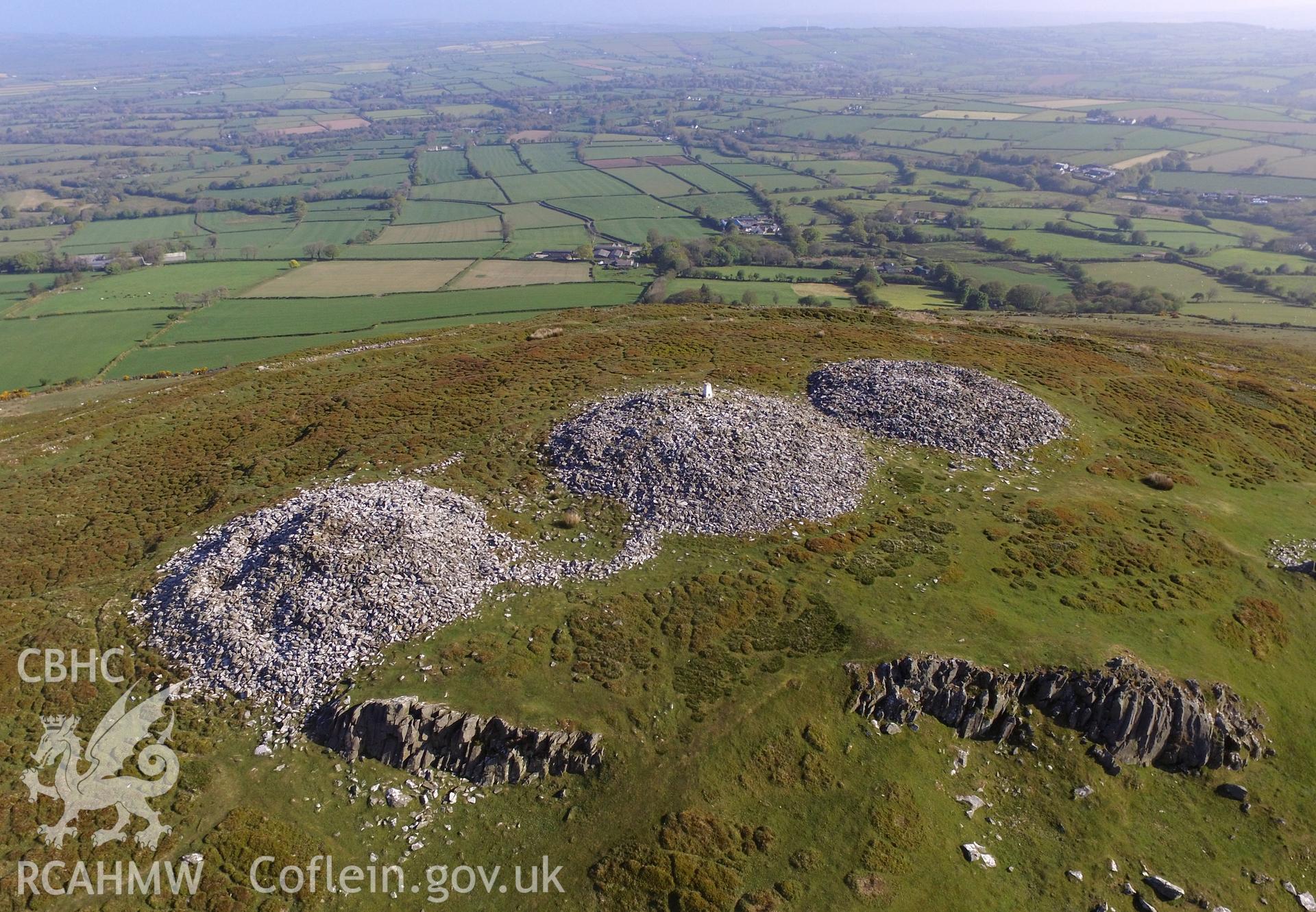 Colour photo showing Foel Drygarn, produced by Paul R. Davis,  9th May 2017.