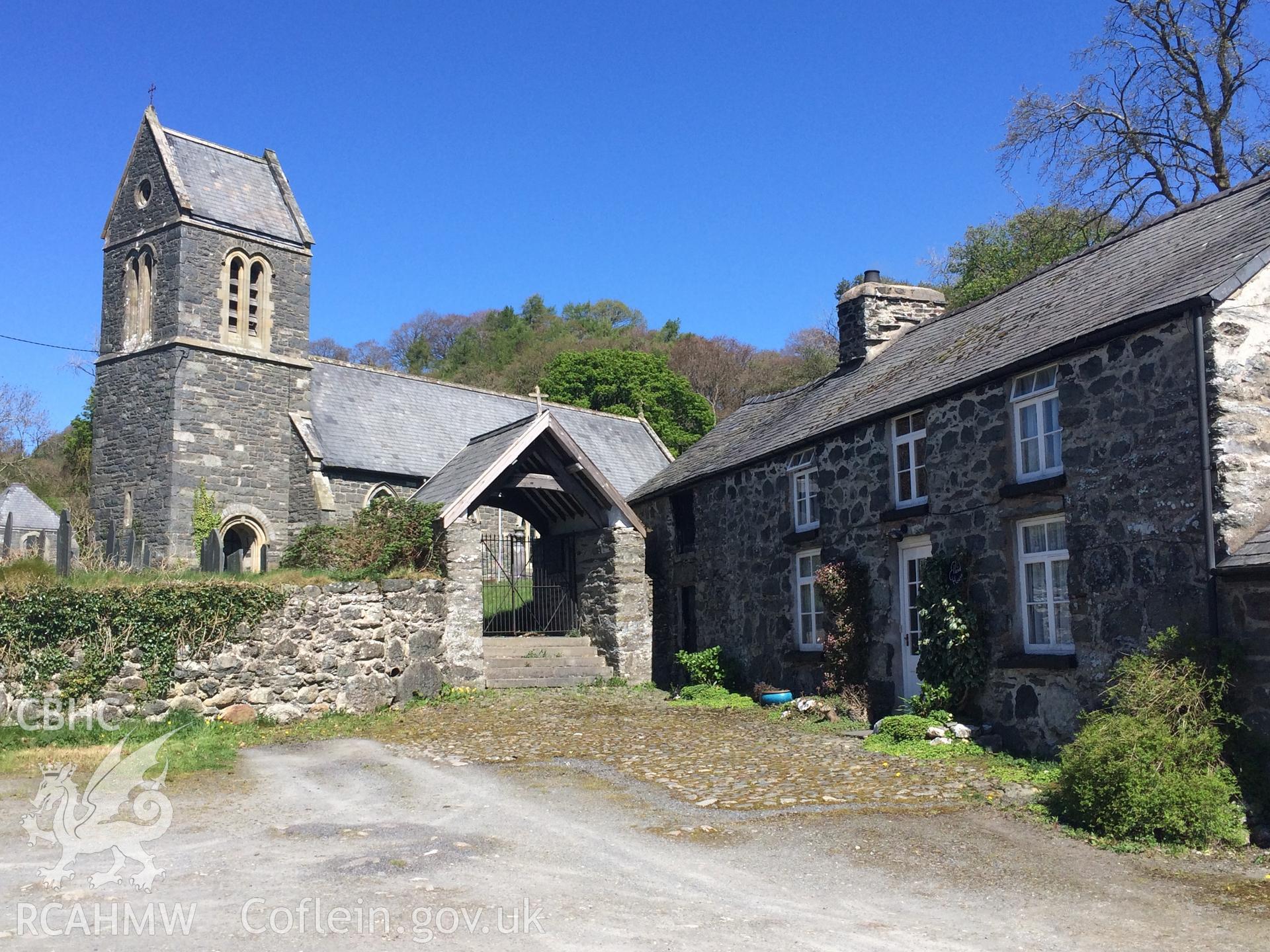 Colour photo showing Llanfor Church,  produced by Paul R. Davis, 22nd April 2017.