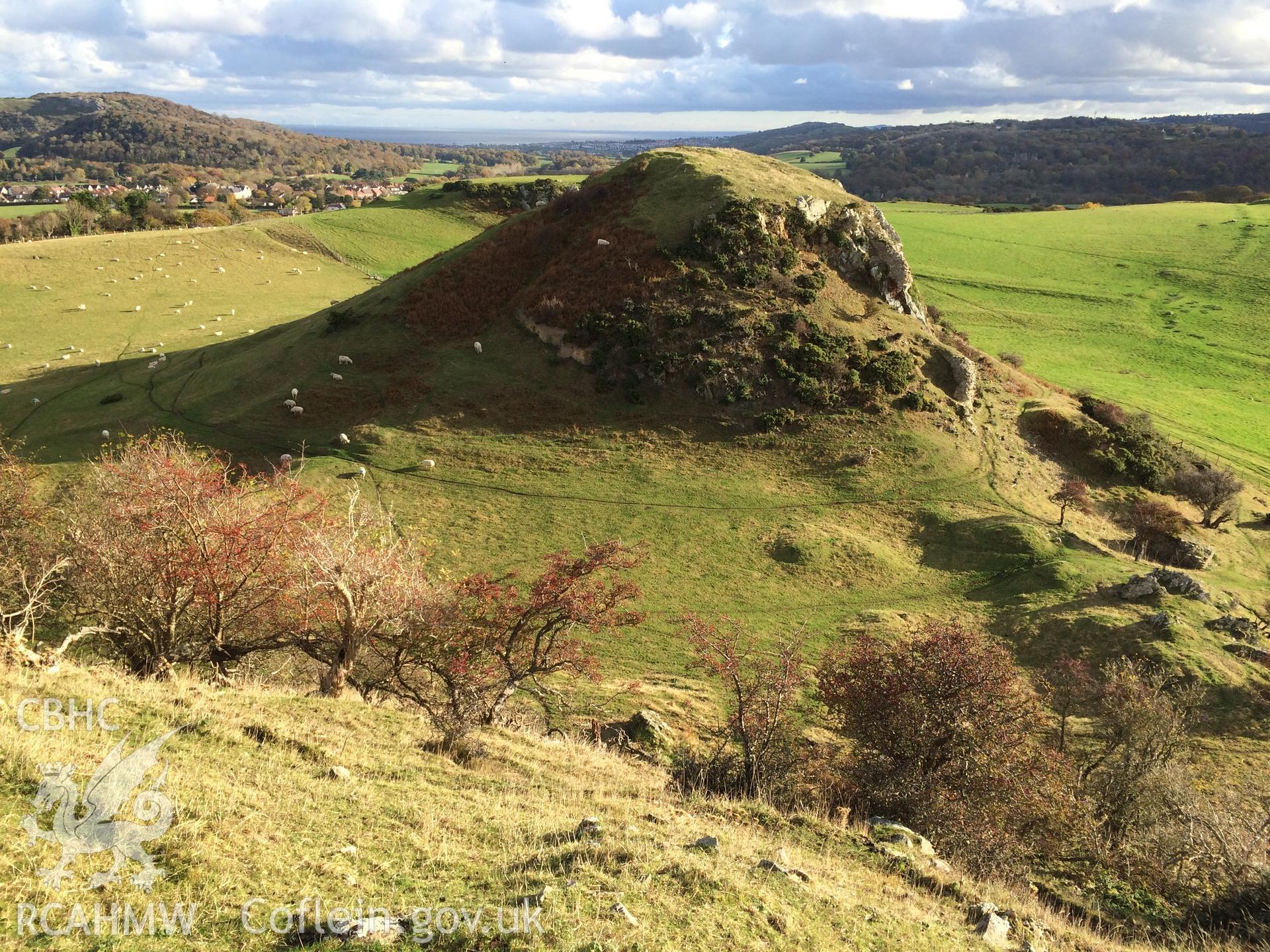 Colour photo showing Castell Deganwy, produced by Paul R. Davis, 7th November 2016.