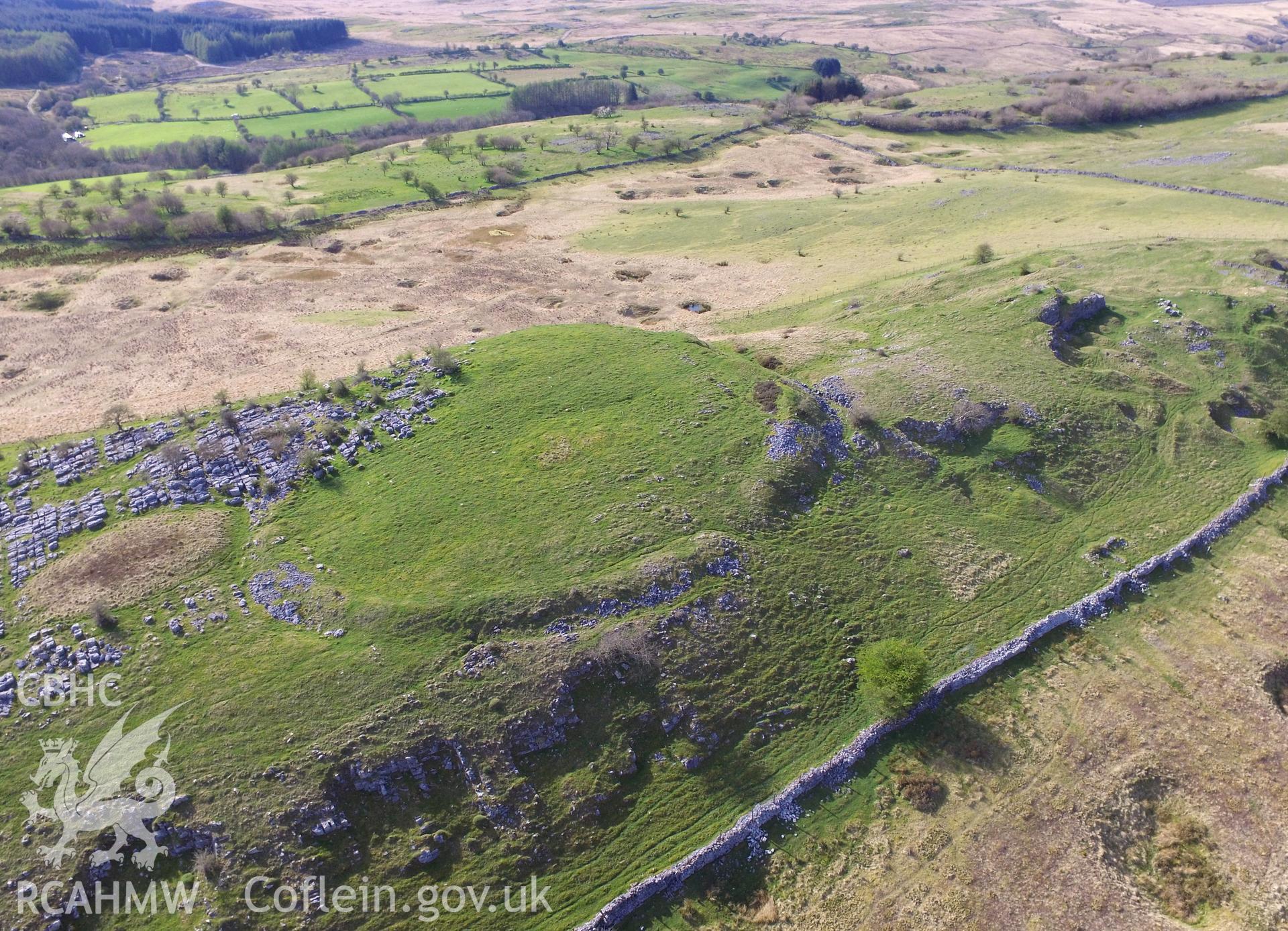 Colour photo showing Ystradfellte Fort,  produced by Paul R. Davis,  17th April 2017.