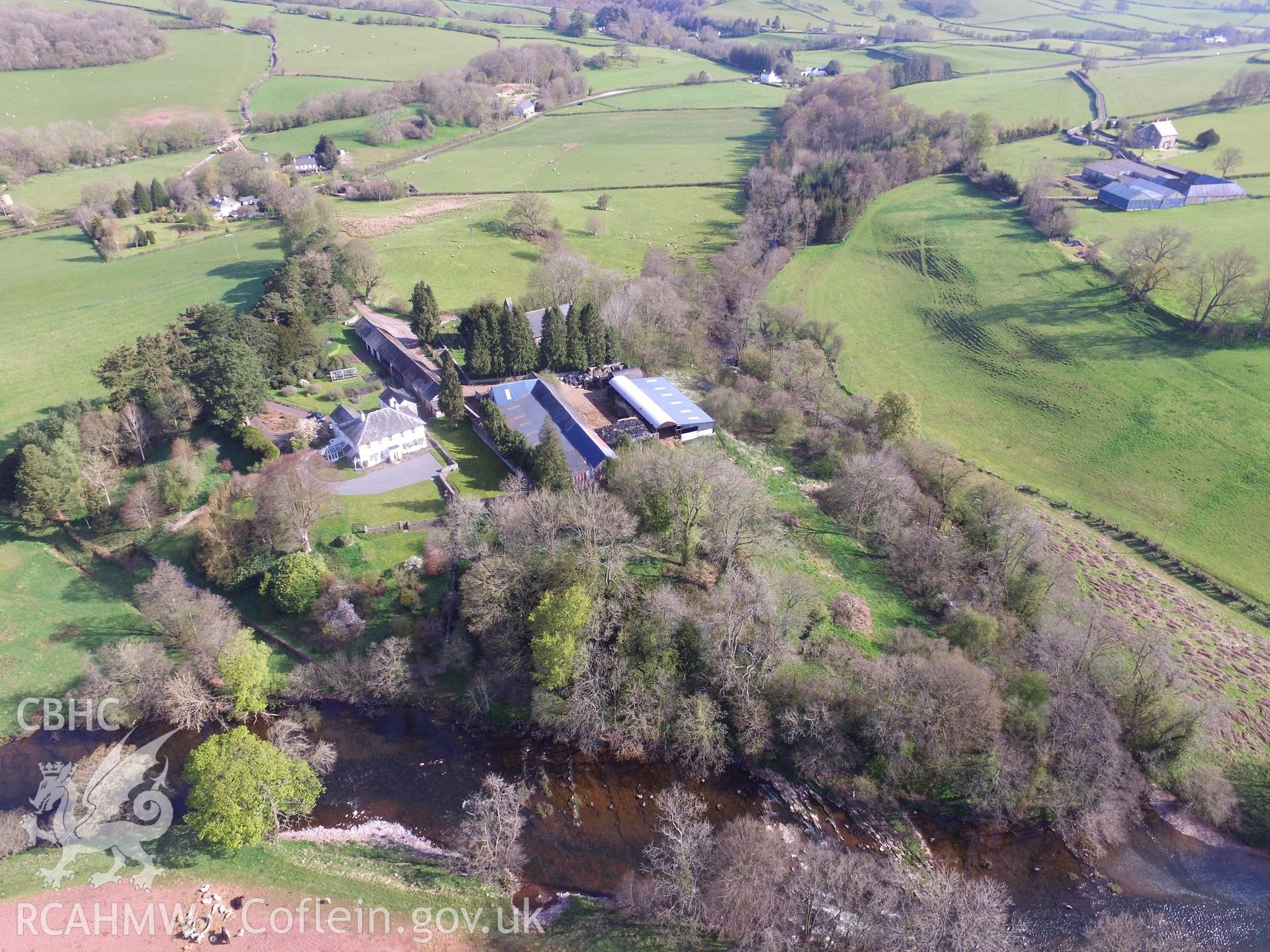 Colour aerial photo showing Aberyscir, taken by Paul R. Davis, 5th May 2016.