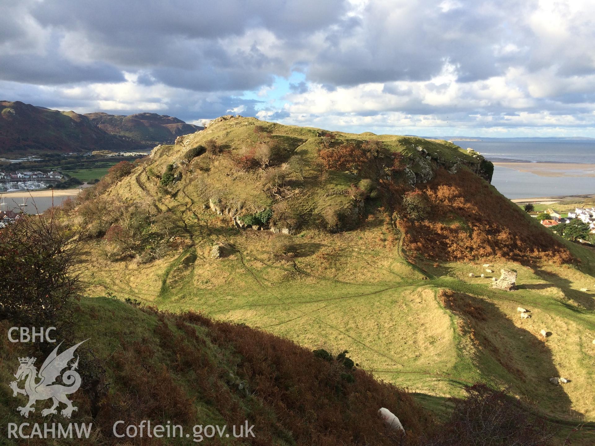 Colour photo showing Castell Deganwy, produced by Paul R. Davis, 7th November 2016.