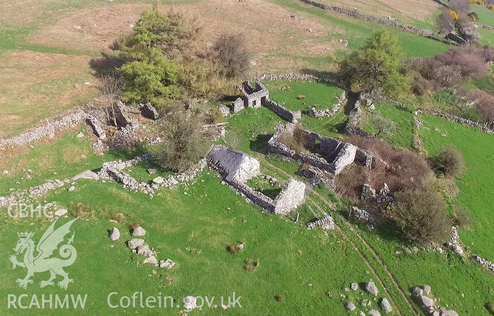 Colour photo showing ruins at Pen y Gaer, produced by Paul R. Davis,  9th April 2017.